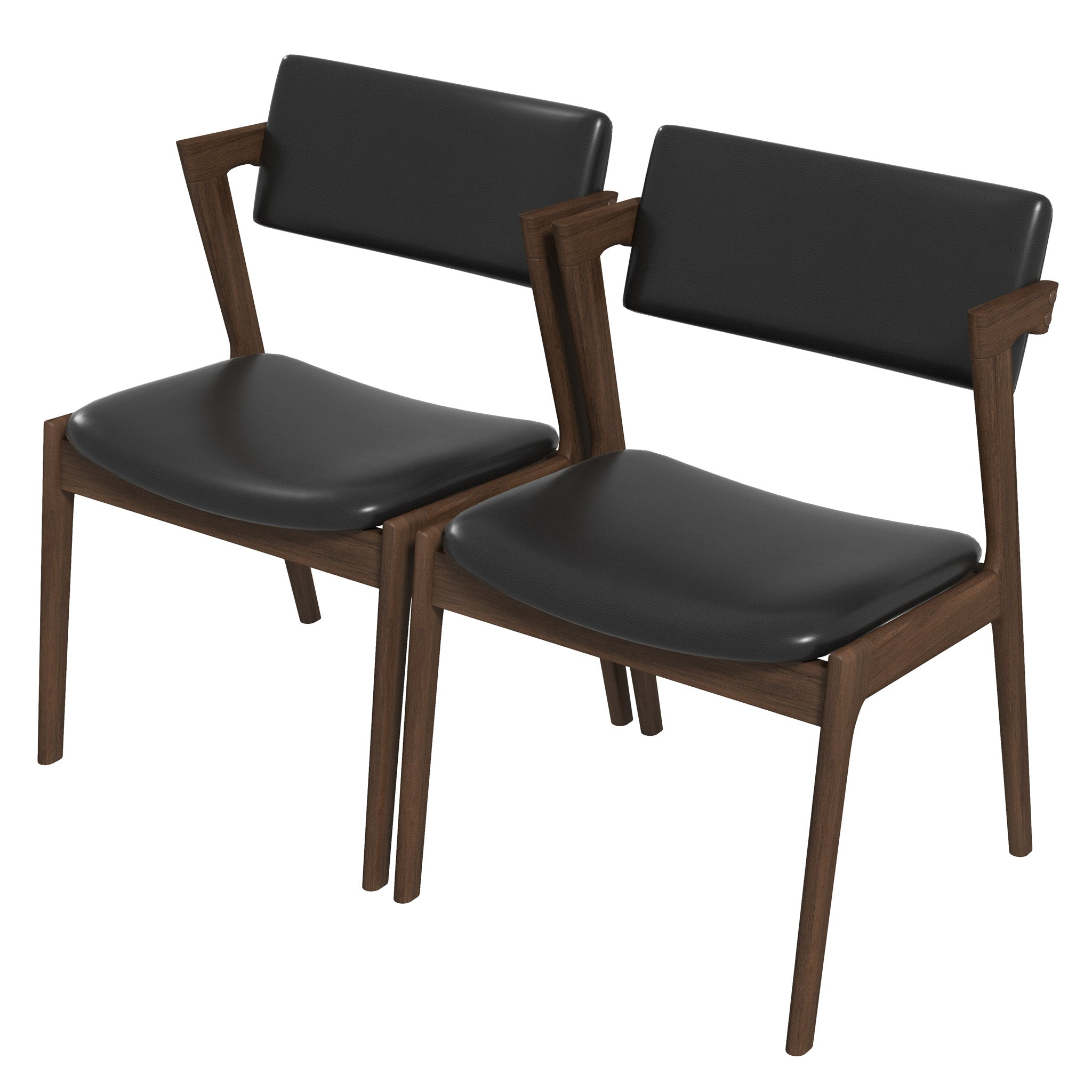 Edwin Mid Century Modern Black Vegan Leather Dining Chair (Set Of 2)