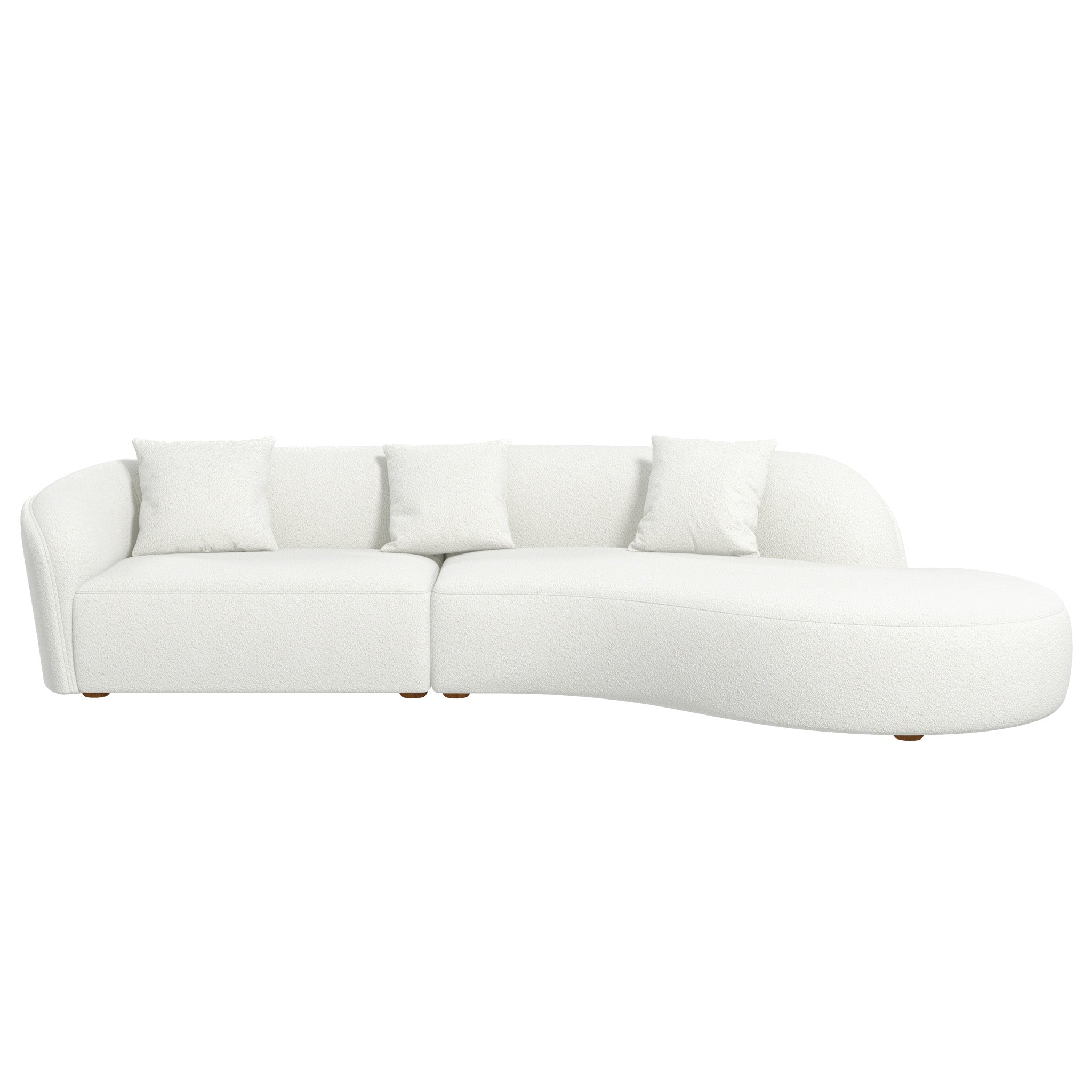 #Color_Ivory 126 Elijah Japandi Style Curvy Sectional Sofa front view without background