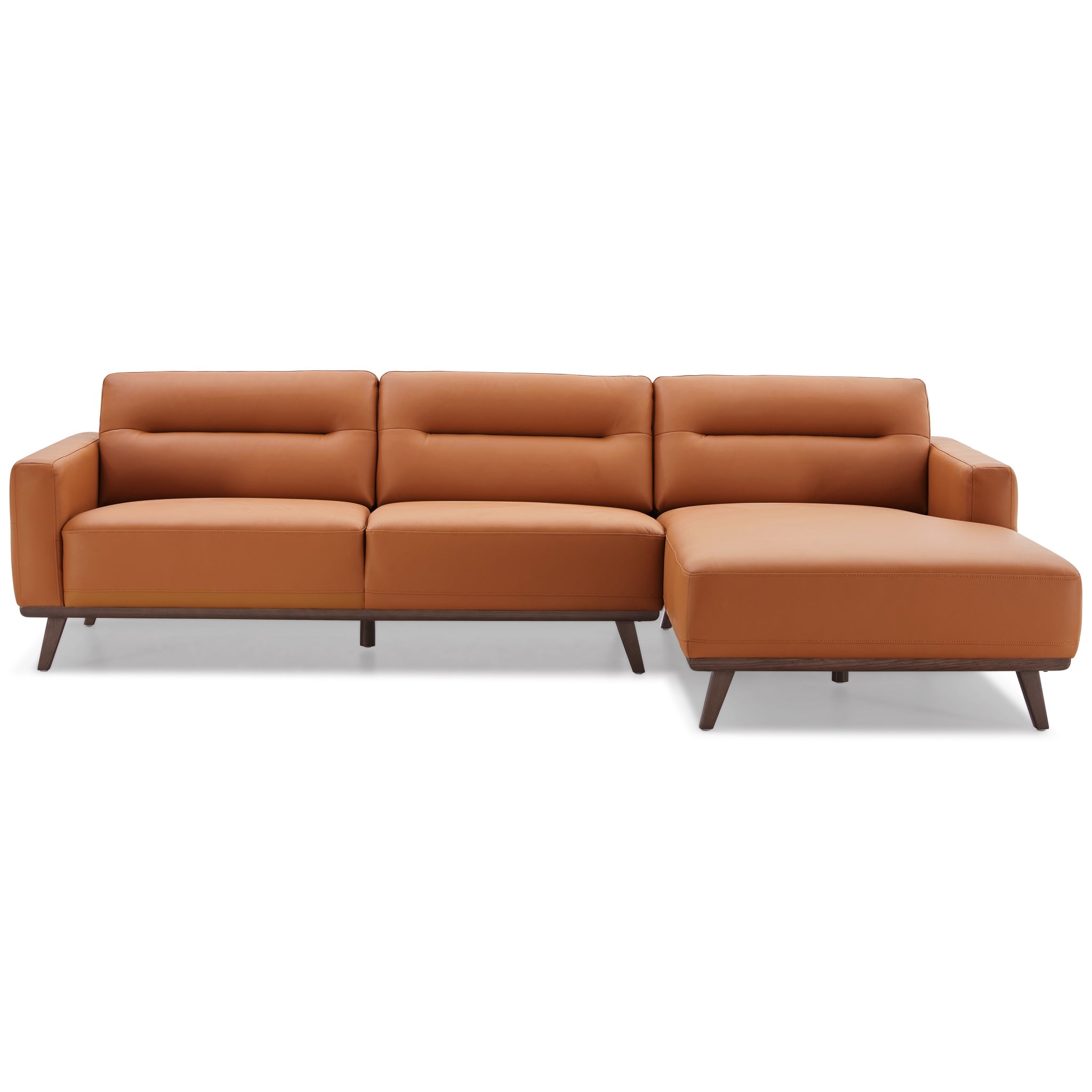 Ella L-Shaped Cognac PU Leather Right Sectional Couch