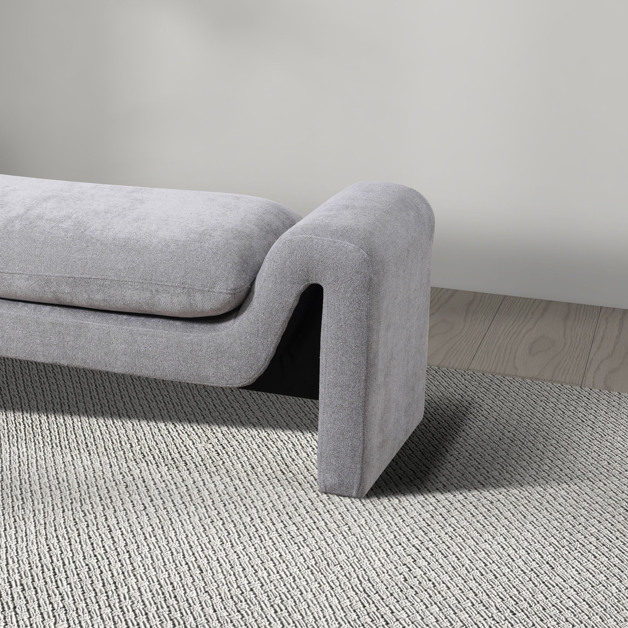 Emory Bench in Light Grey Boucle