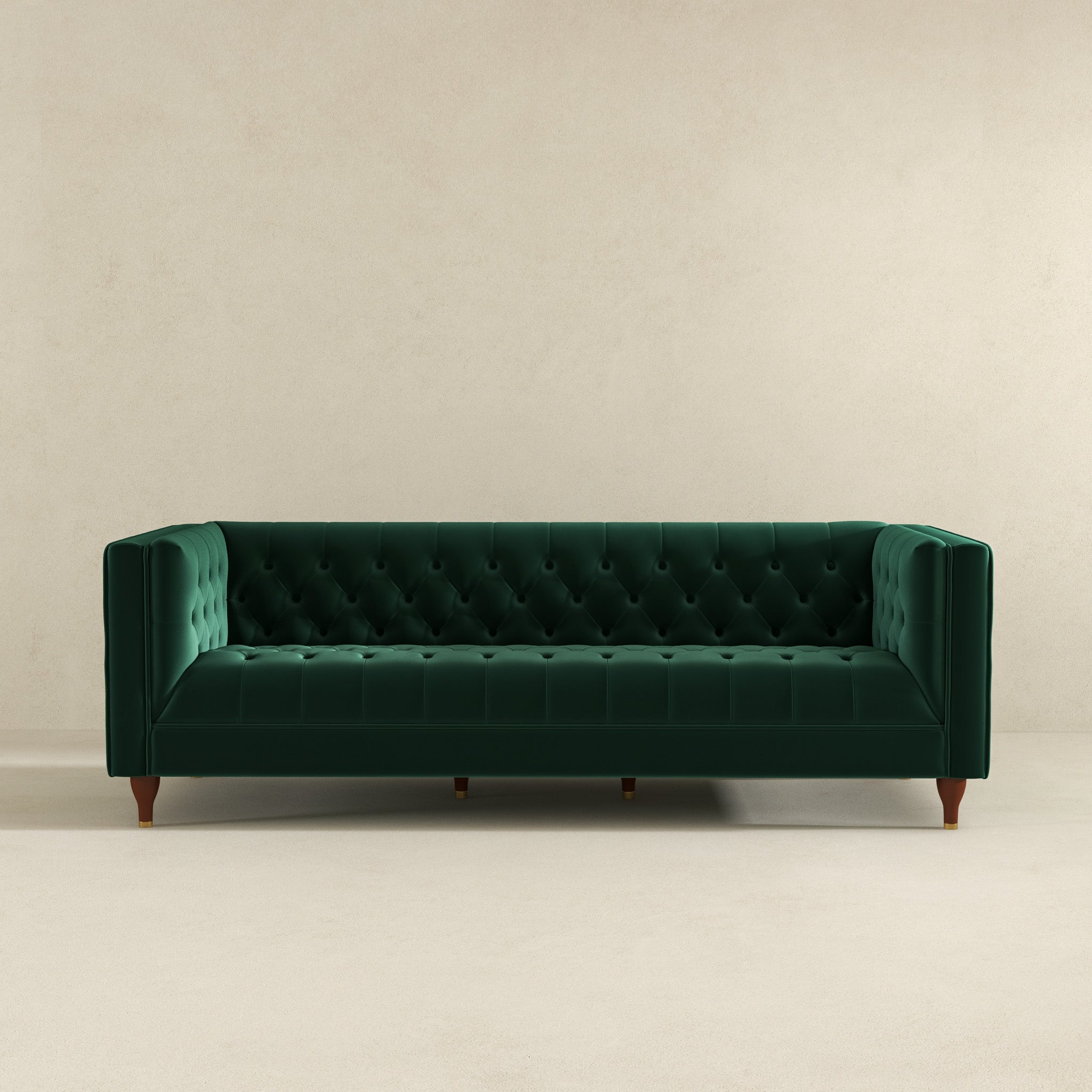 Evelyn Mid Century Modern Dark Green Velvet Luxury Chesterfield Sofa