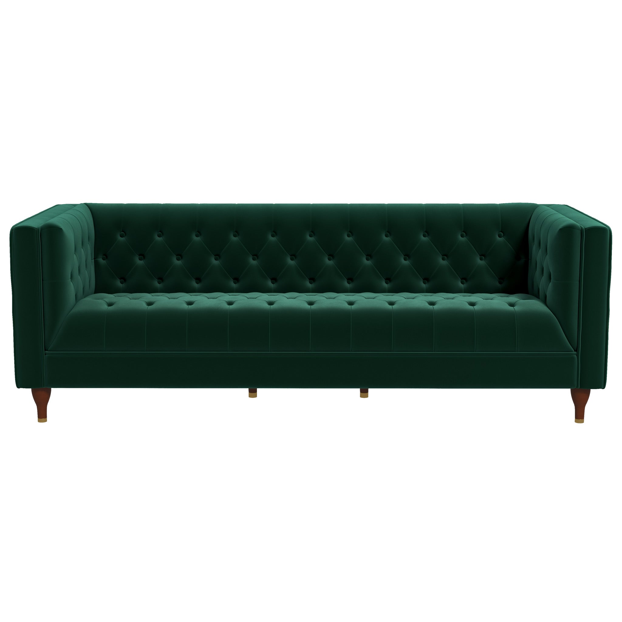 Evelyn Mid Century Modern Dark Green Velvet Luxury Chesterfield Sofa