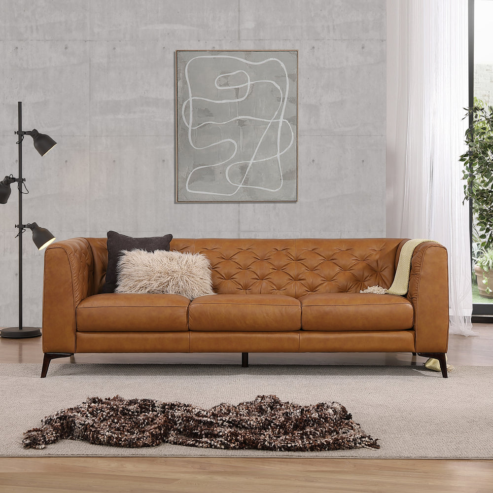 Beatnik Tan Leather Sofa