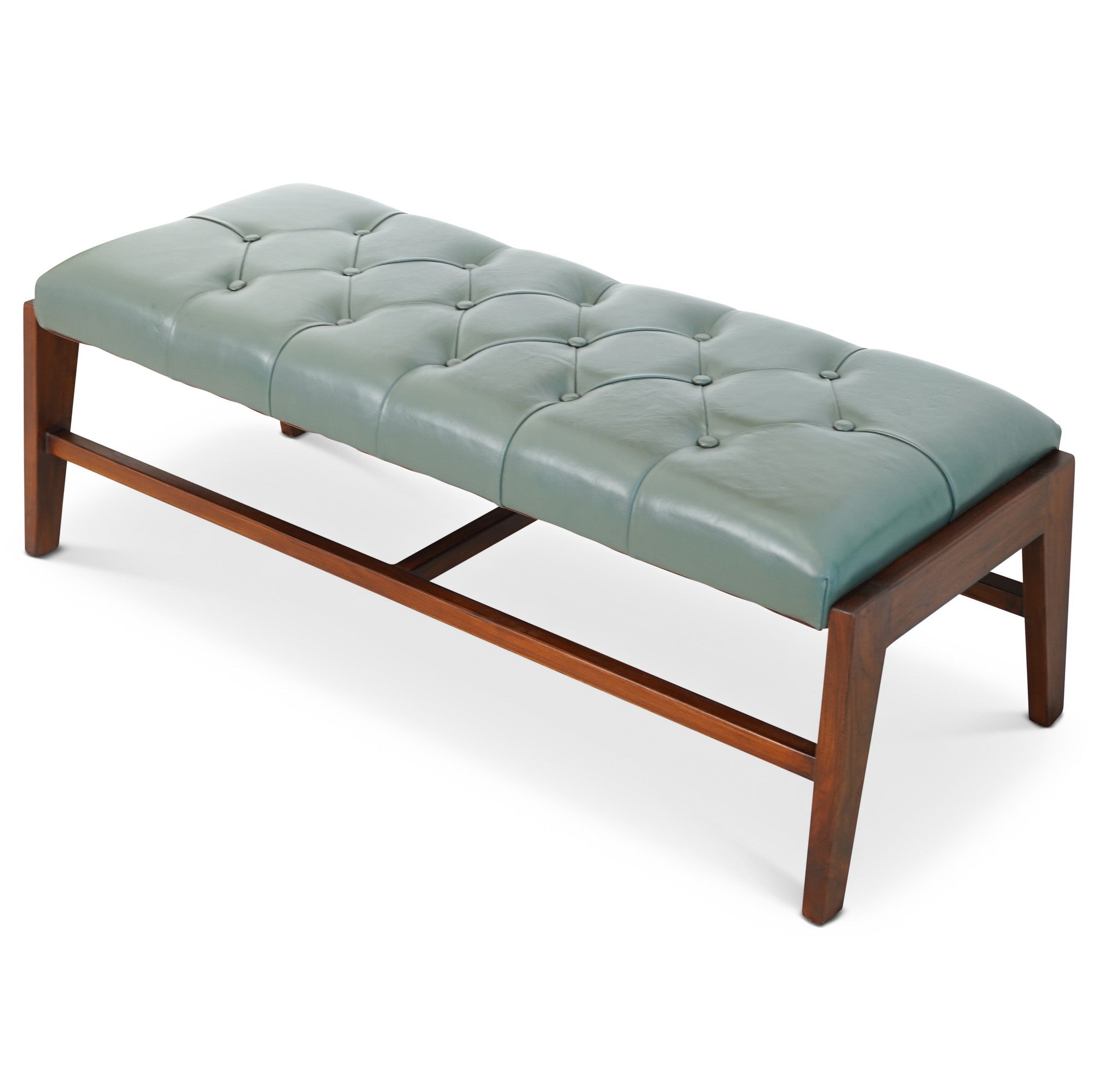 Hera Bench With Buttons (Green Leather)