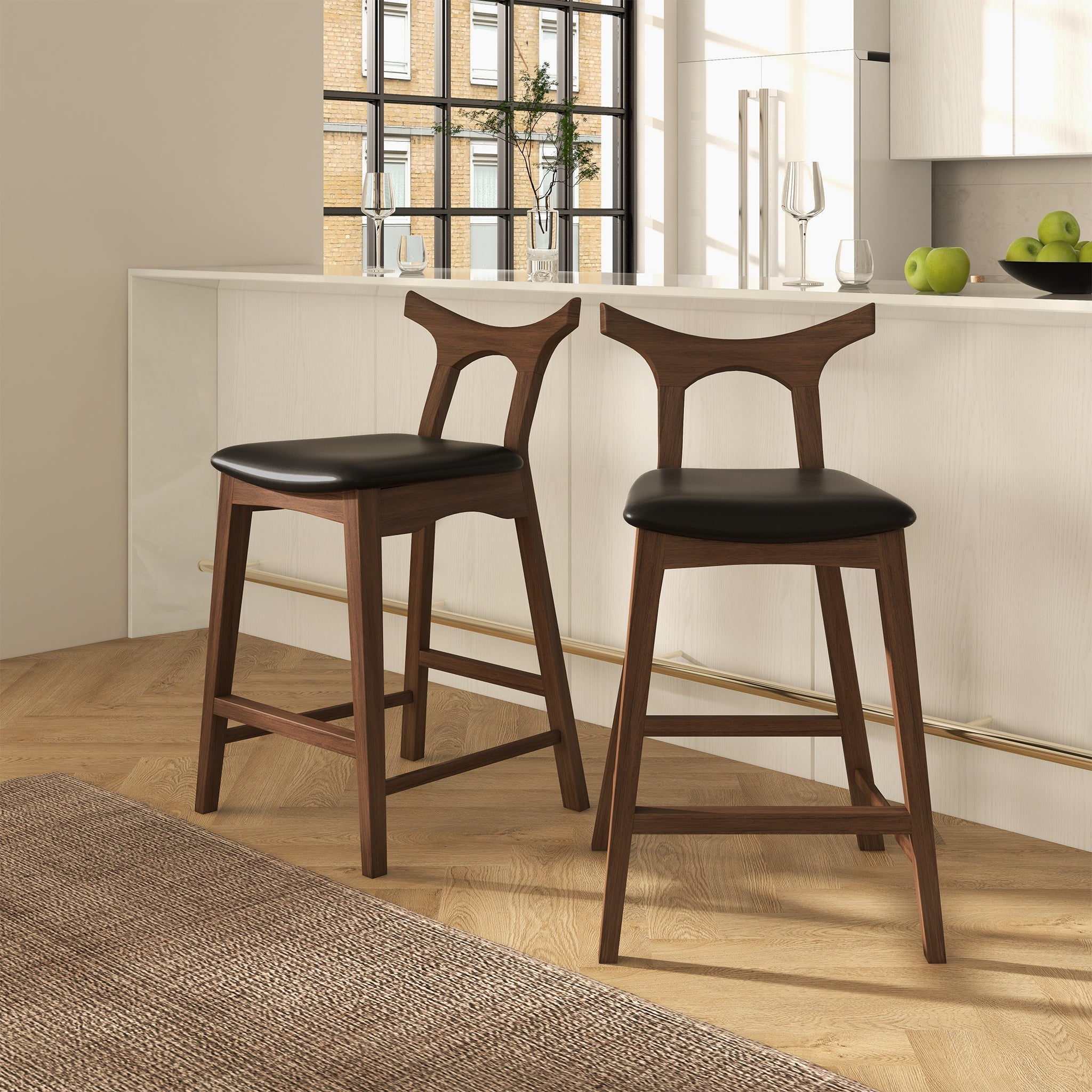 Hester Solid Wood Upholstered Square Bar Chair (Set Of 2)