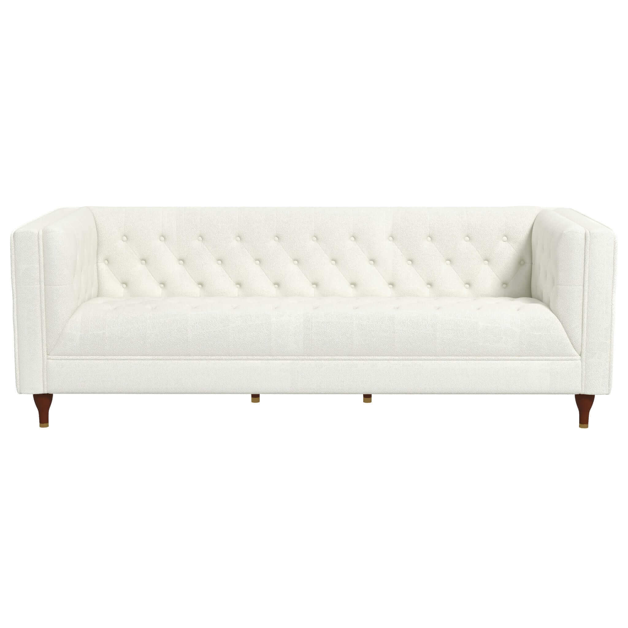 Evelyn Mid Century Modern Beige Boucle Luxury Chesterfield Sofa