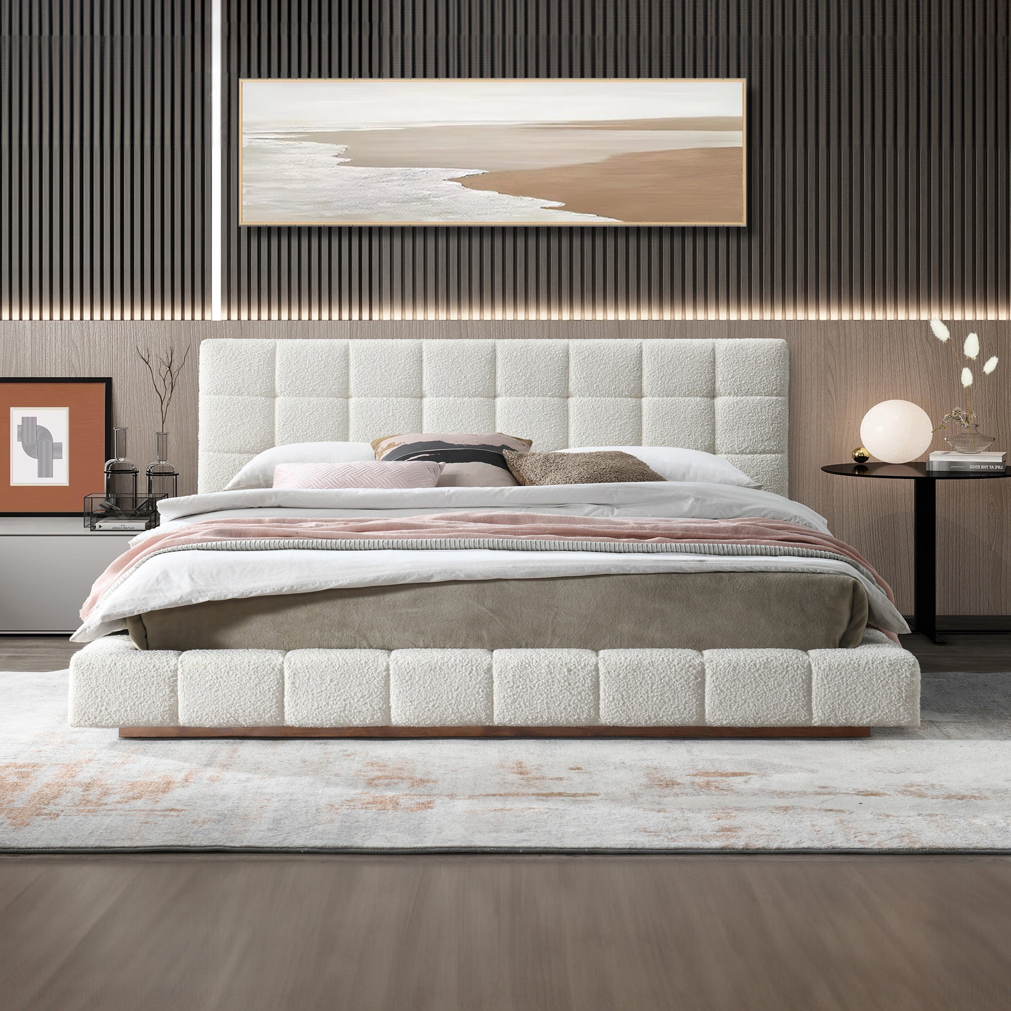 Hudson Ivory Boucle King Bed