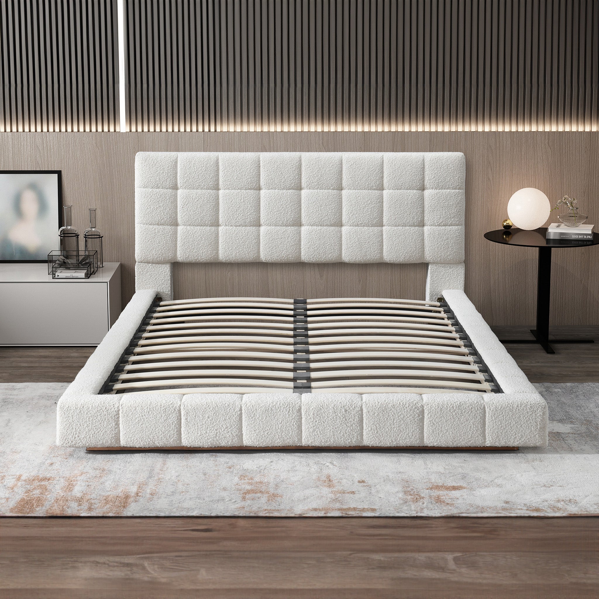 Hudson Ivory Boucle Queen Bed