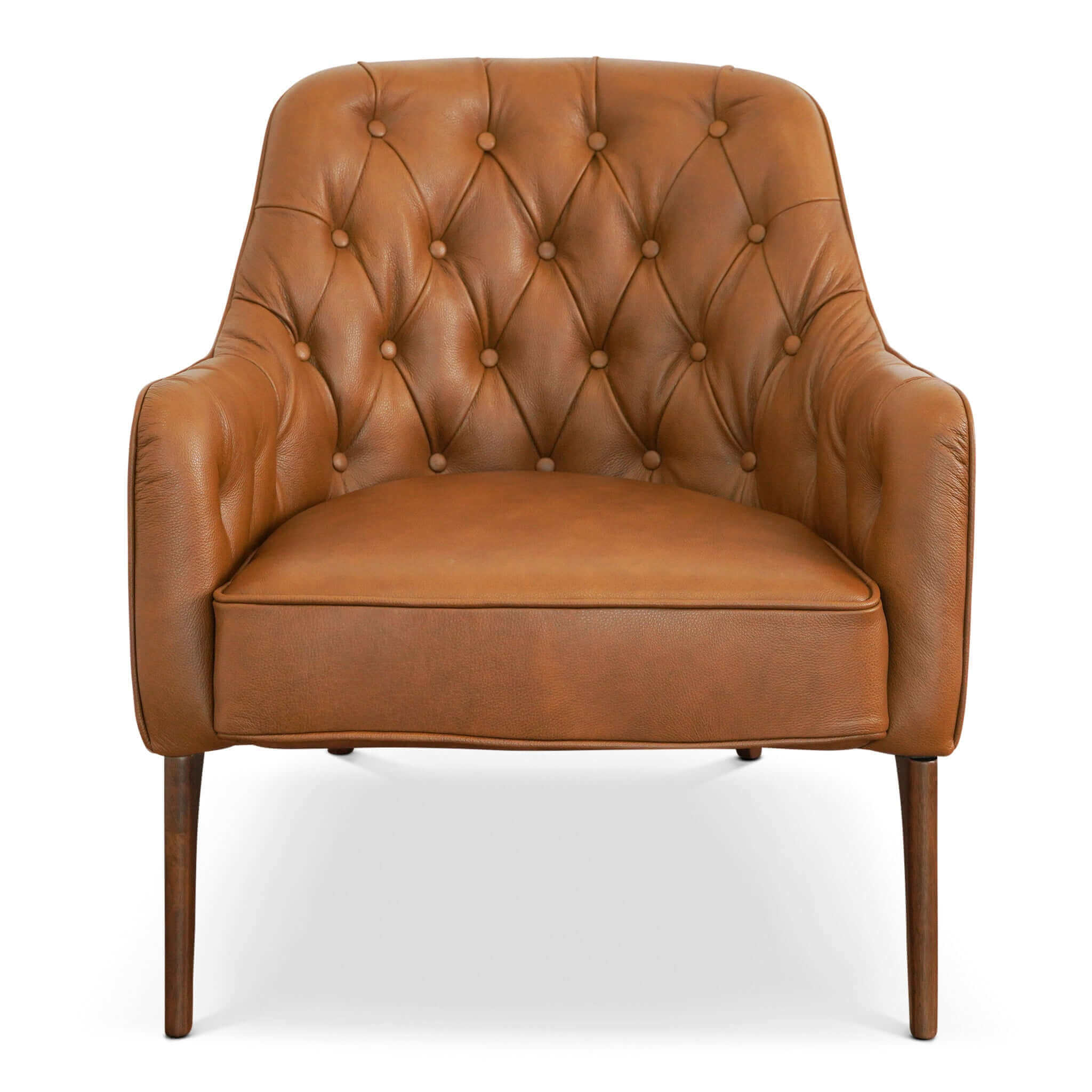 Joshua  Tufted Tan Leather Lounge Chair