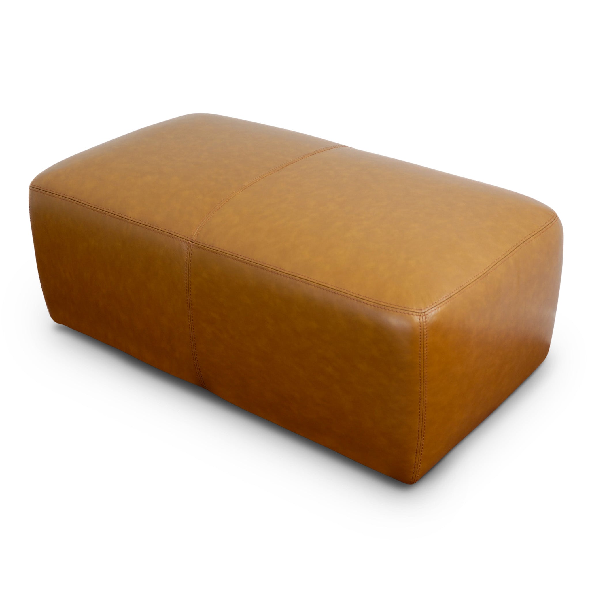 Ingram Tan Leather Ottoman