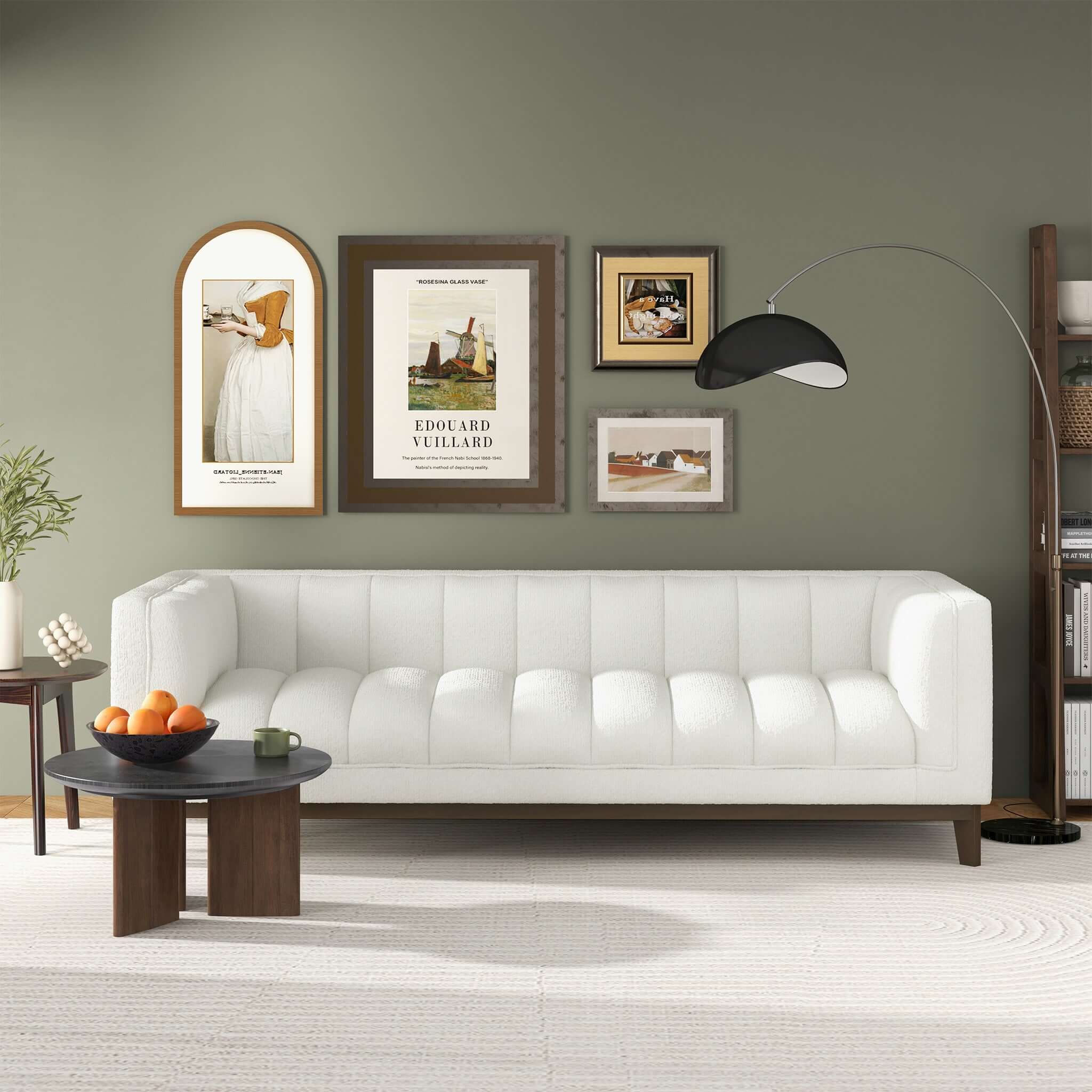 Melissa Mid-Century White Boucle Modern Sofa