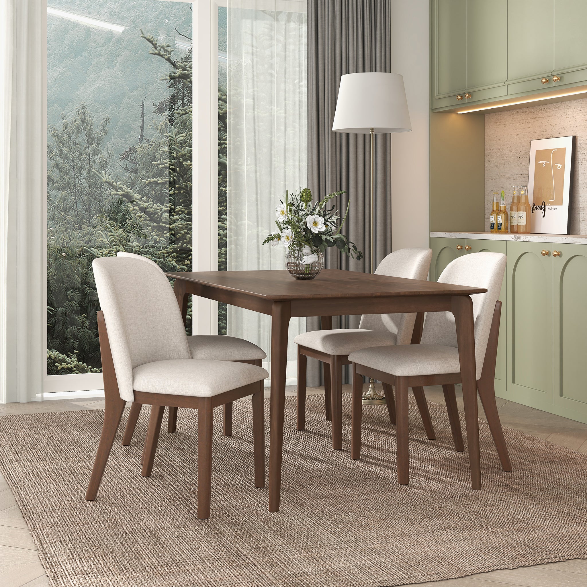 Kaitlyn  Beige Linen Dining Chair Set Of 2