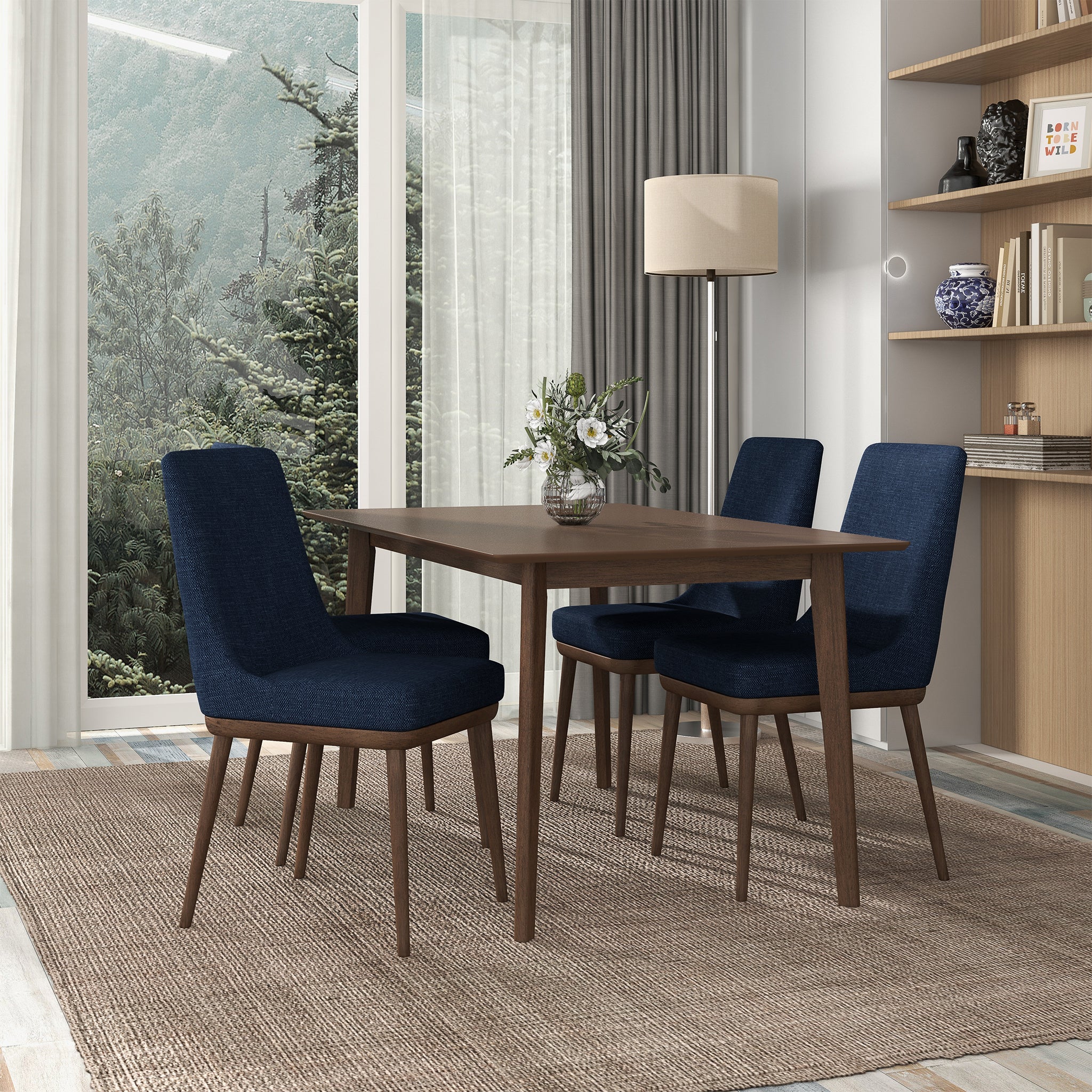 Kate  Dark Blue Fabric Dining Chair (Set Of 2)