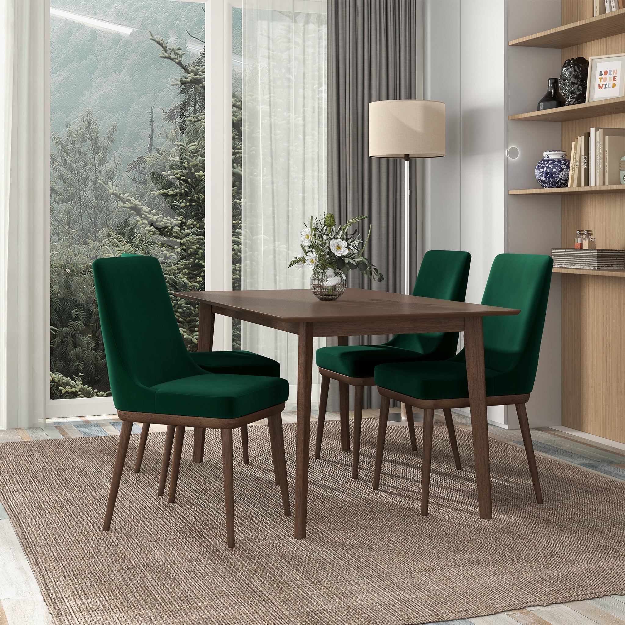 Kate  Green Velvet Solid Wood Dining Chair (Set Of 2)