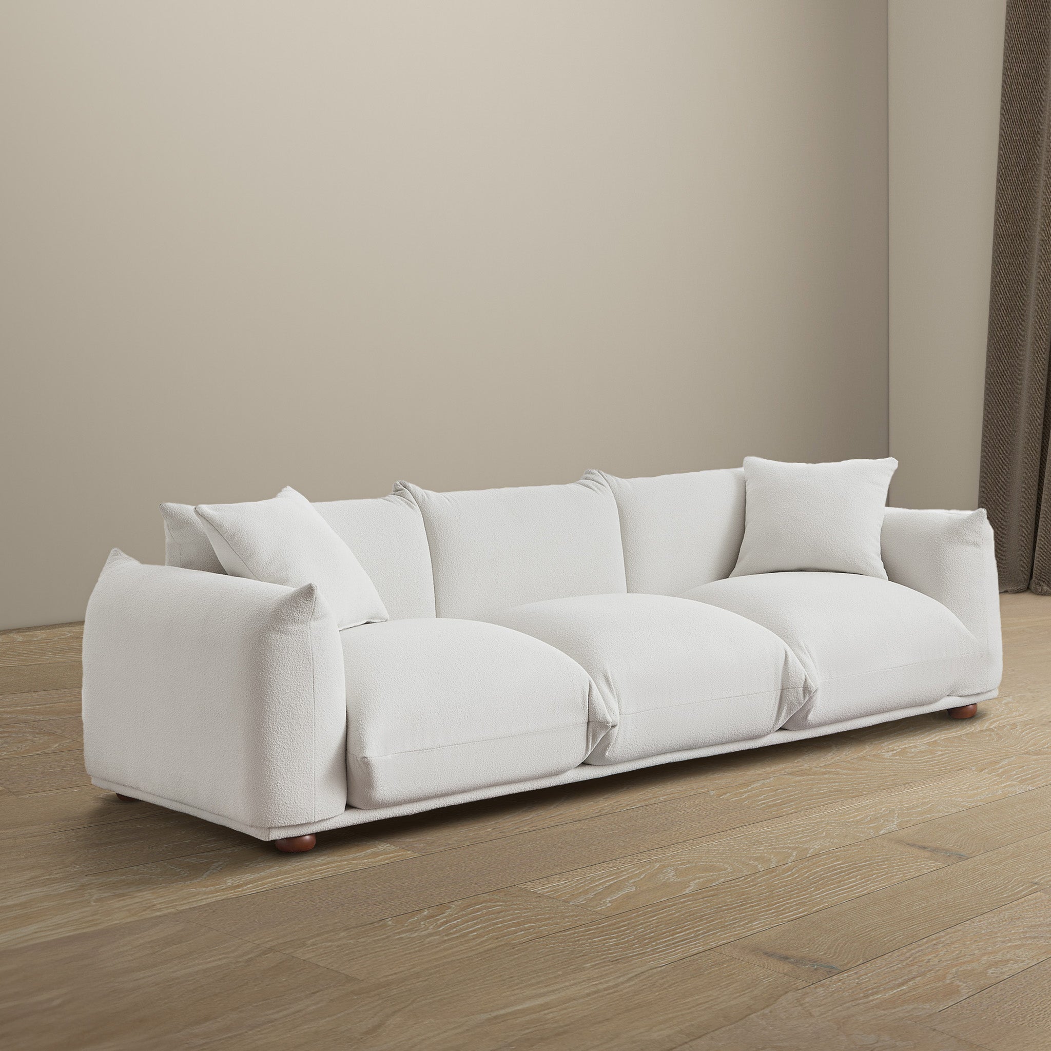 Kely  100'' Cream Boucle Upholstered Sofa