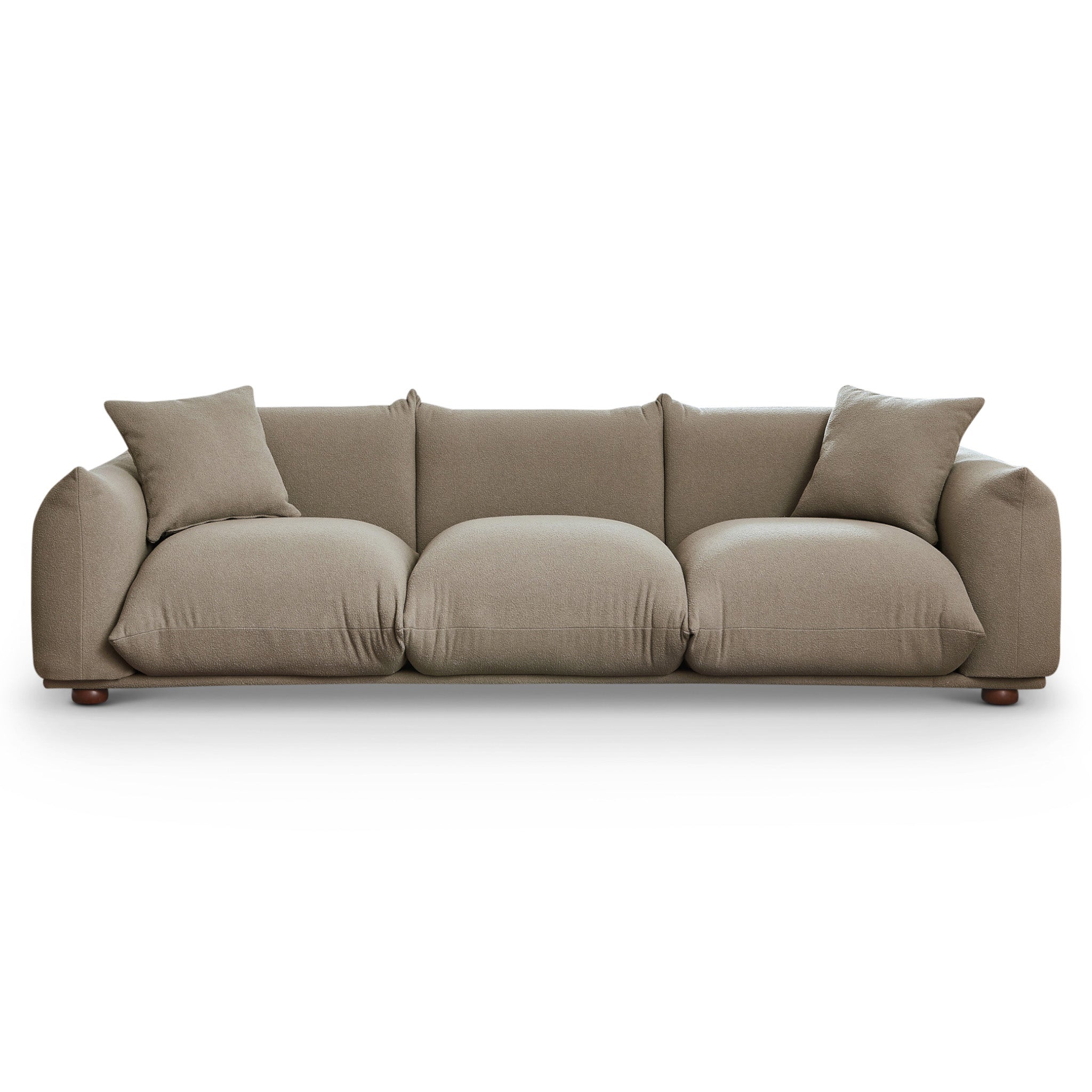 Kely 100'' Mocha Boucle Upholstered Sofa