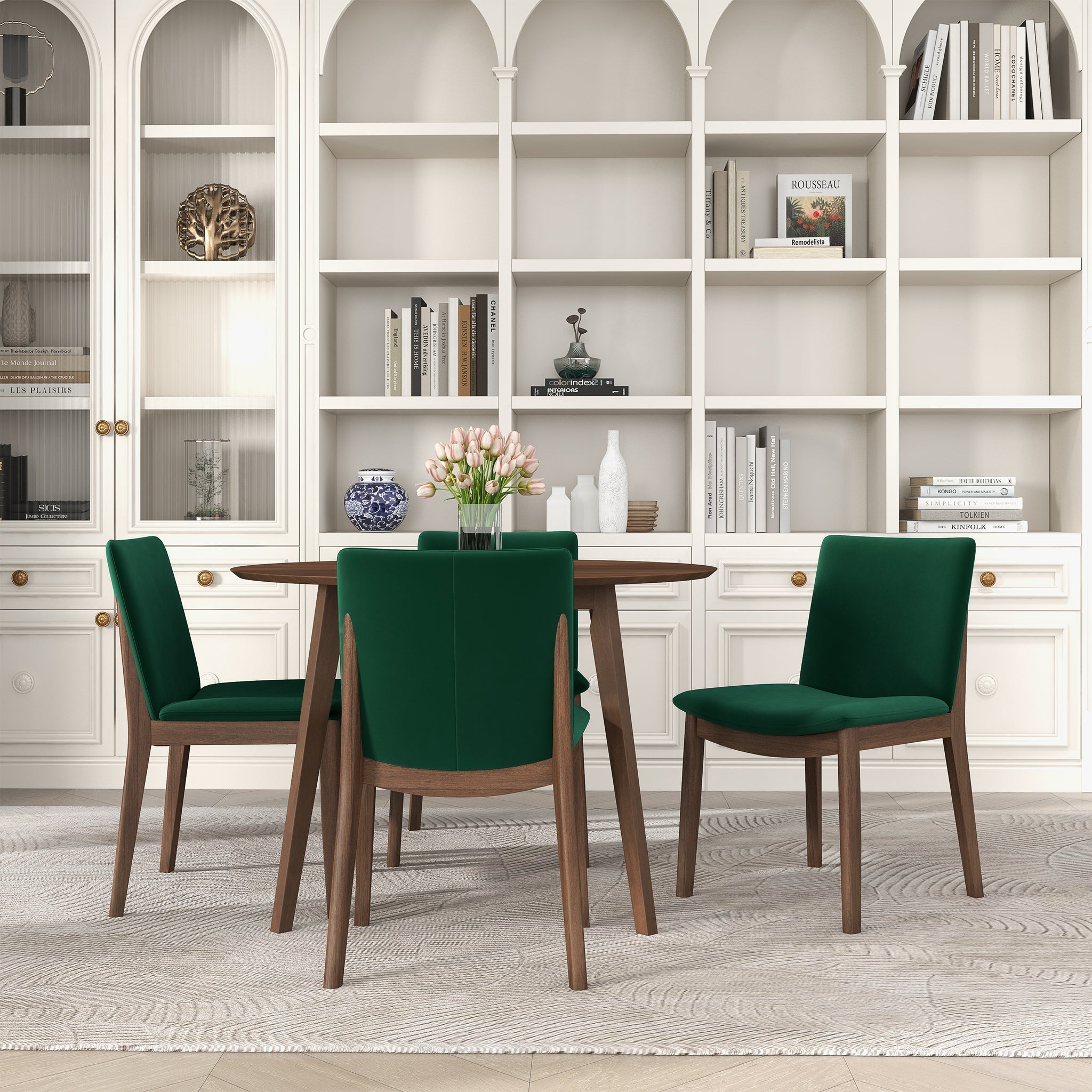 Laura  Green Velvet Solid Wood Dining Chair (Set Of 2)