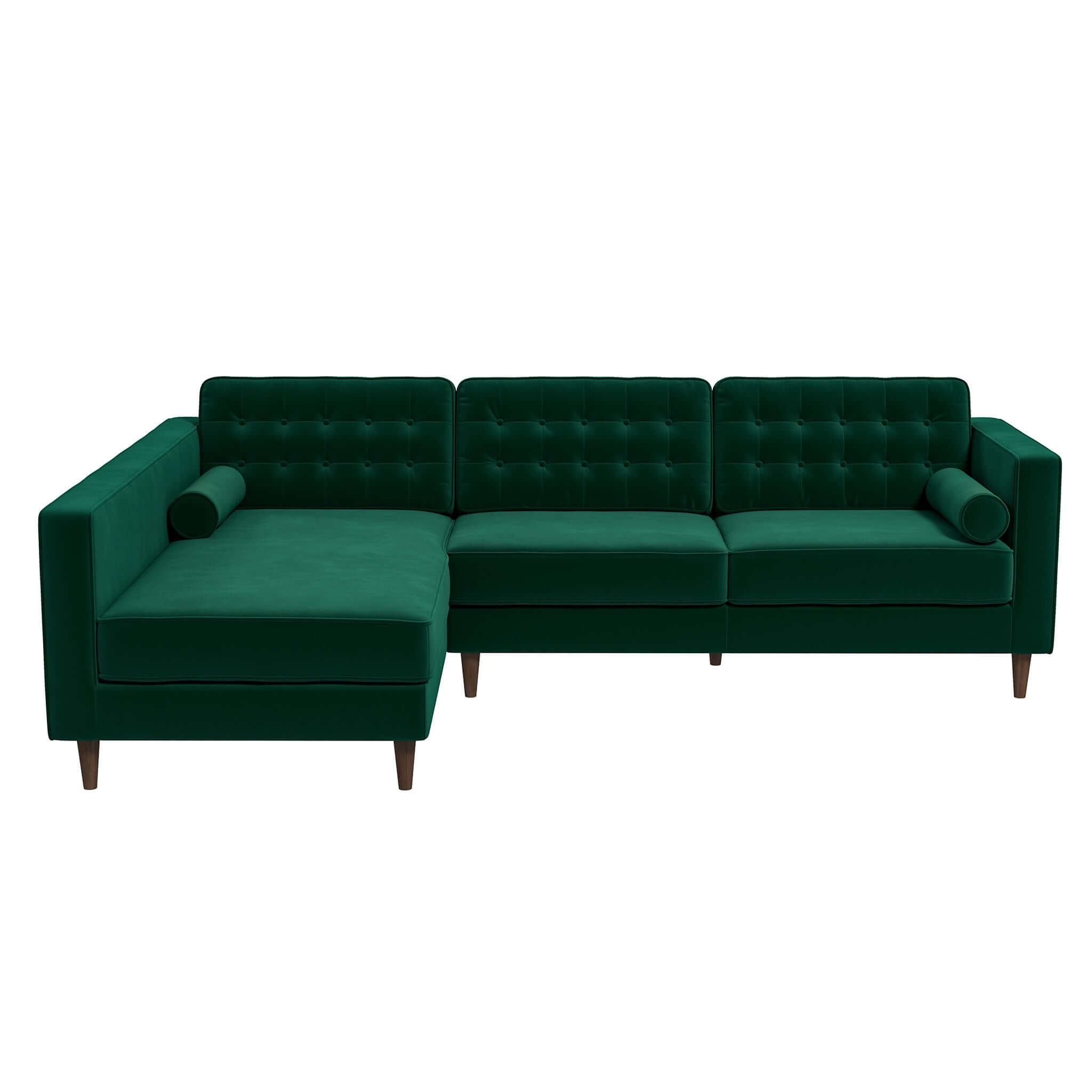 Christian Green Velvet Sectional Sofa Left Facing