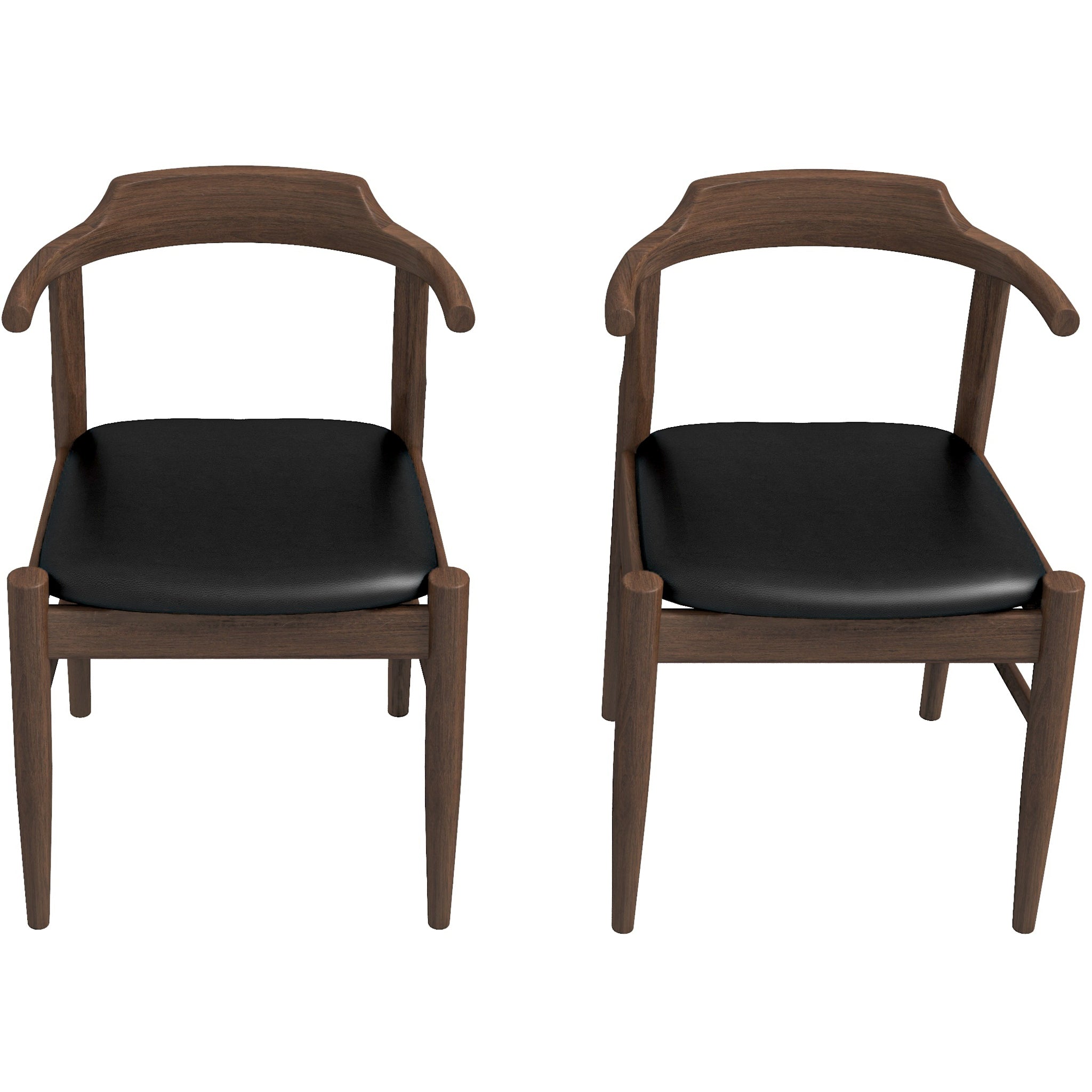 Leon Mid-Century Modern Leather Dining Chair (Set of 2)