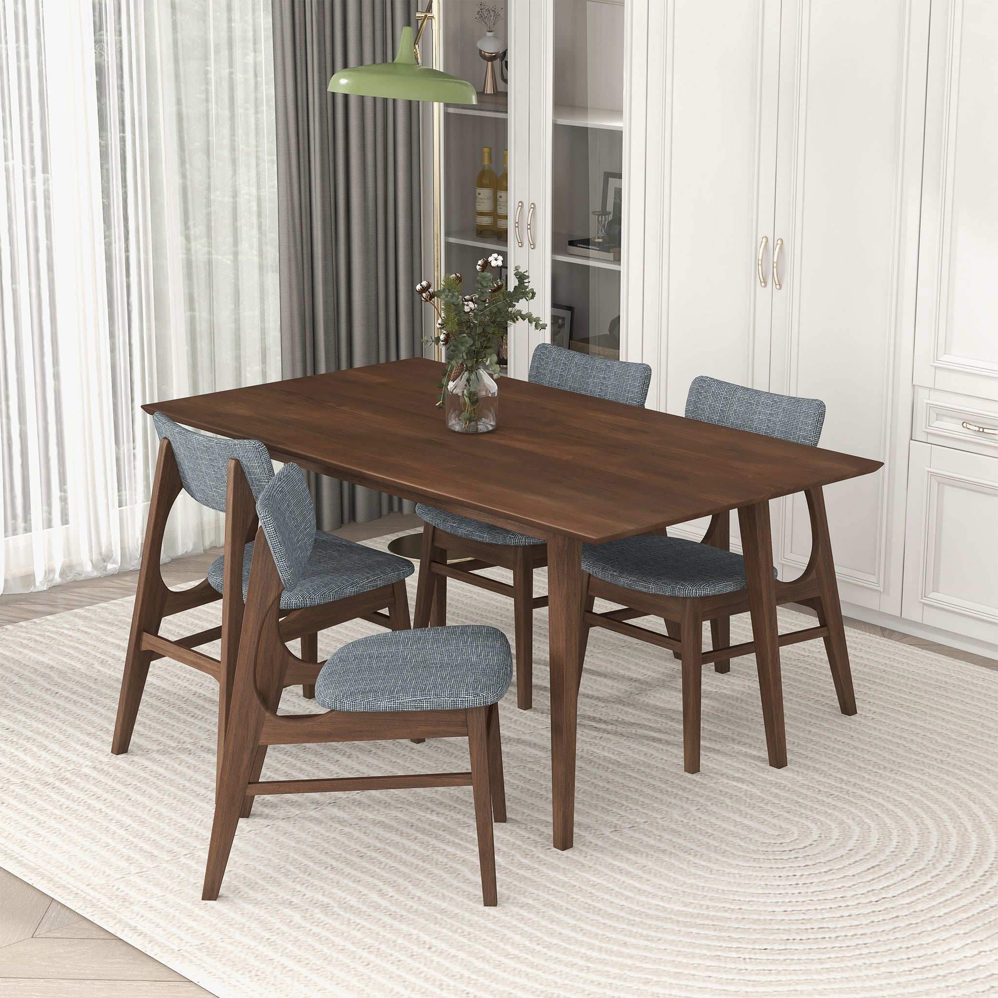 Levi Modern Style Solid Wood Rectangular Dining Kitchen Table 63"