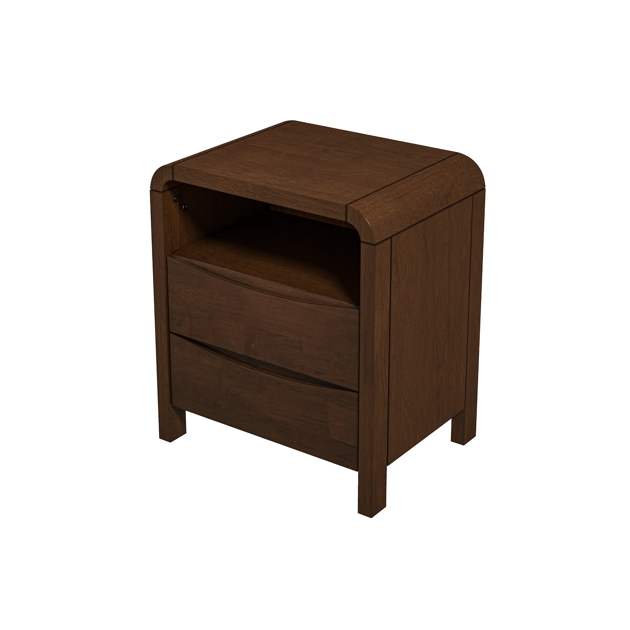 Lionel Mid Century Modern Solid Wood Nightstand 2-Drawer