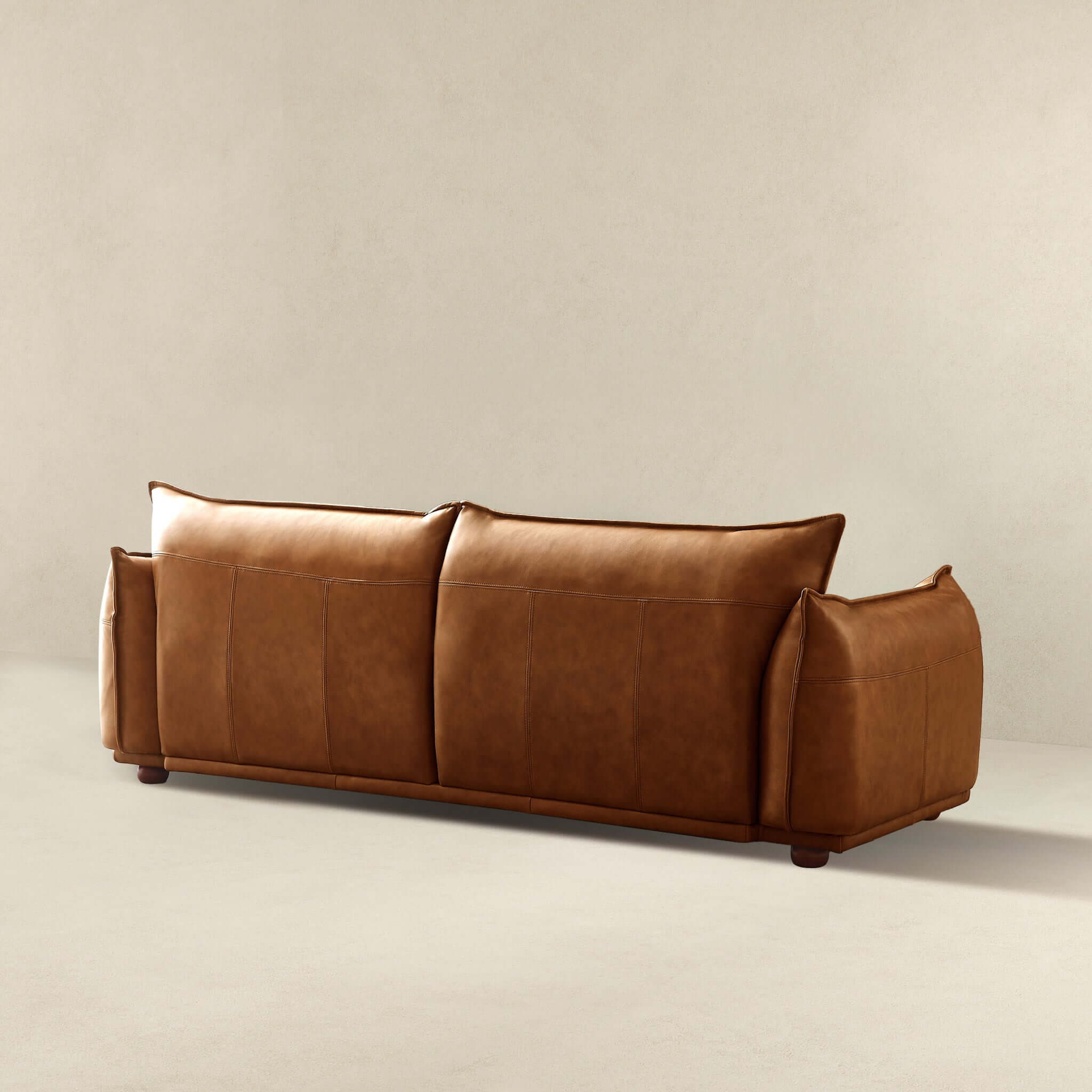 Emma Mid Century Modern Luxury Cognac Leather Sofa