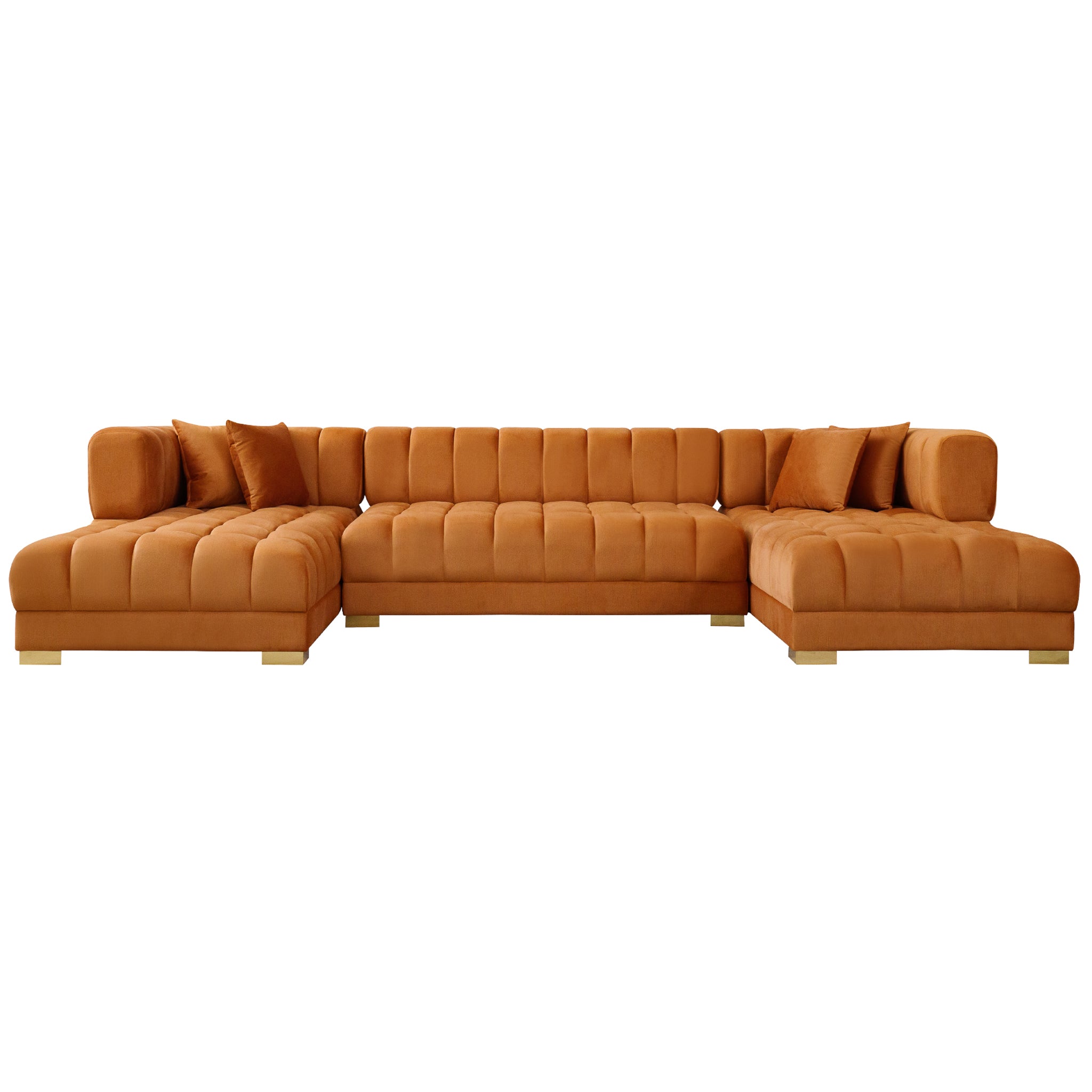 Marlow Cognac Velvet U Shape Corner Sofa