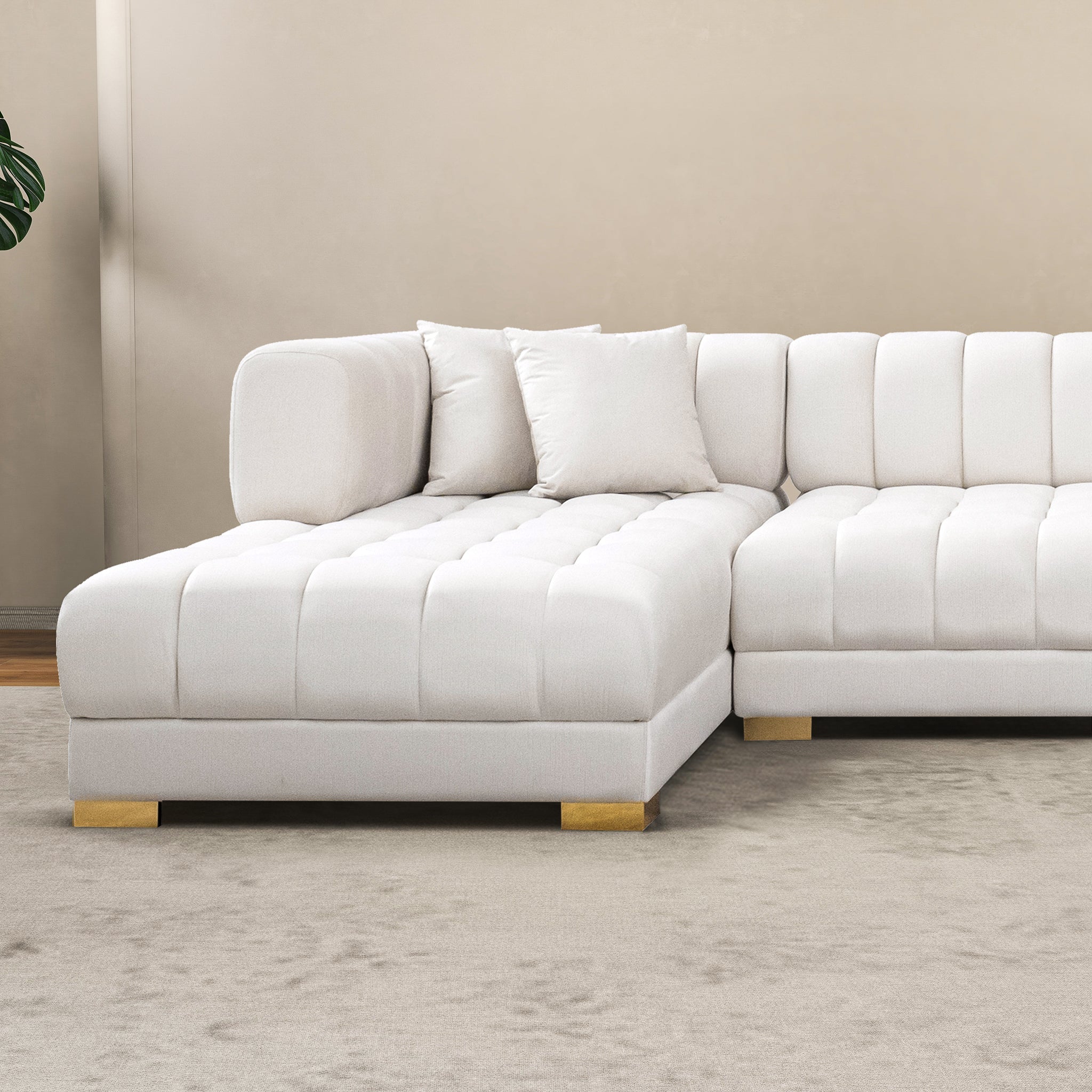 Marlow Ivory Velvet U Shape Corner Sofa