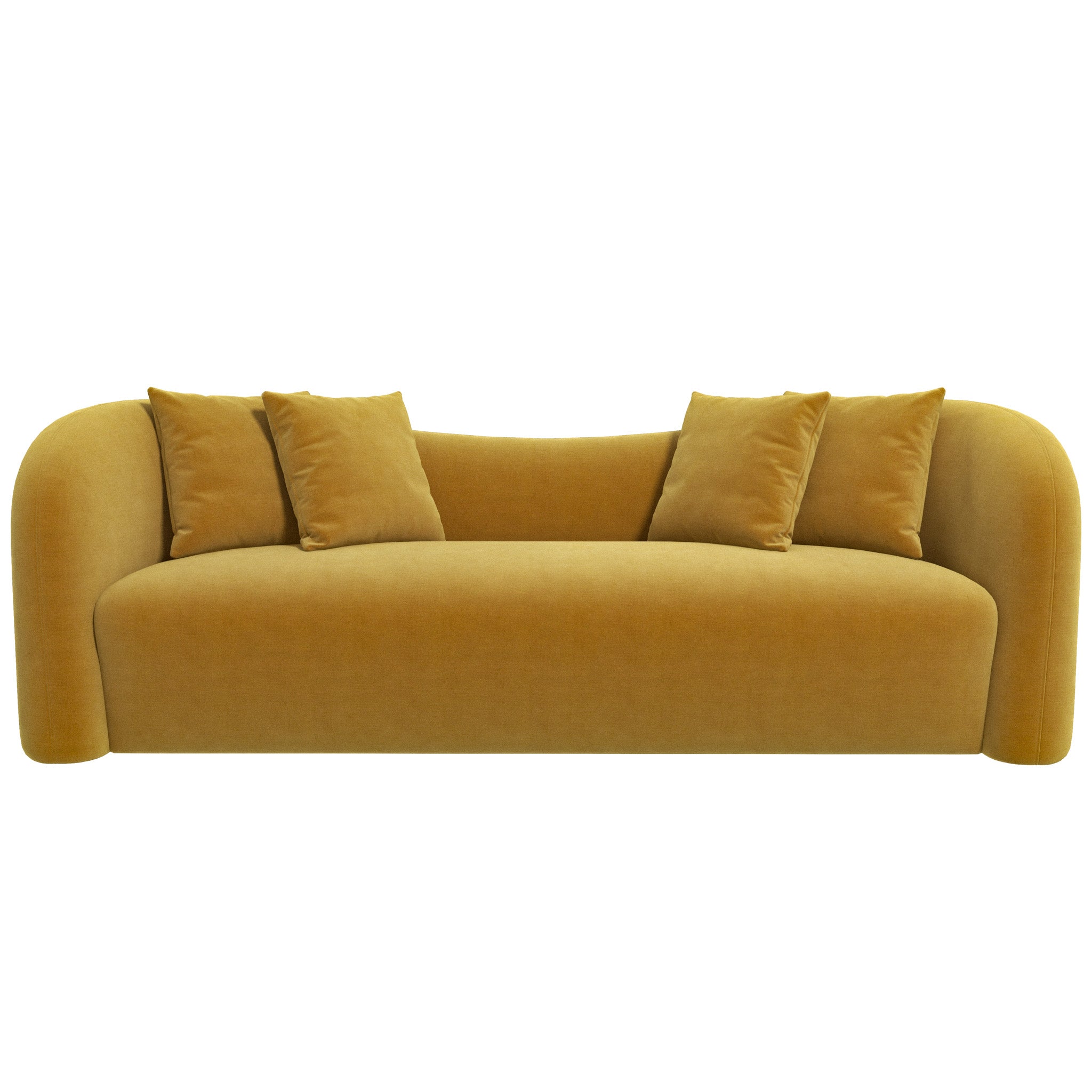 Mason Mid Century Modern Luxury Tight Back Curvy Gold Boucle Couch