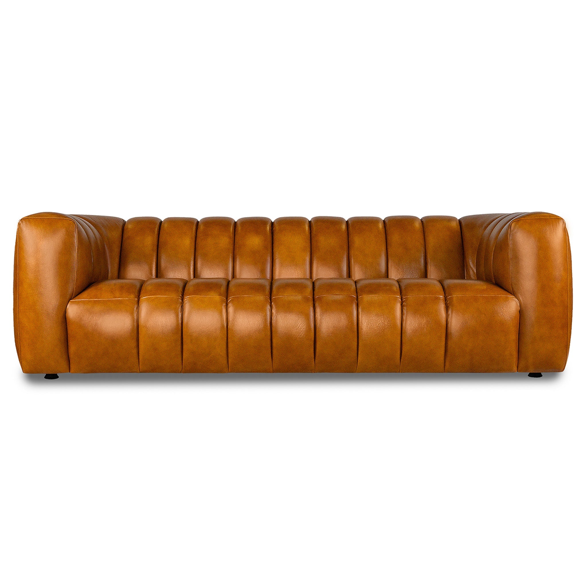 Maverik Genuine Cognac Leather Couch