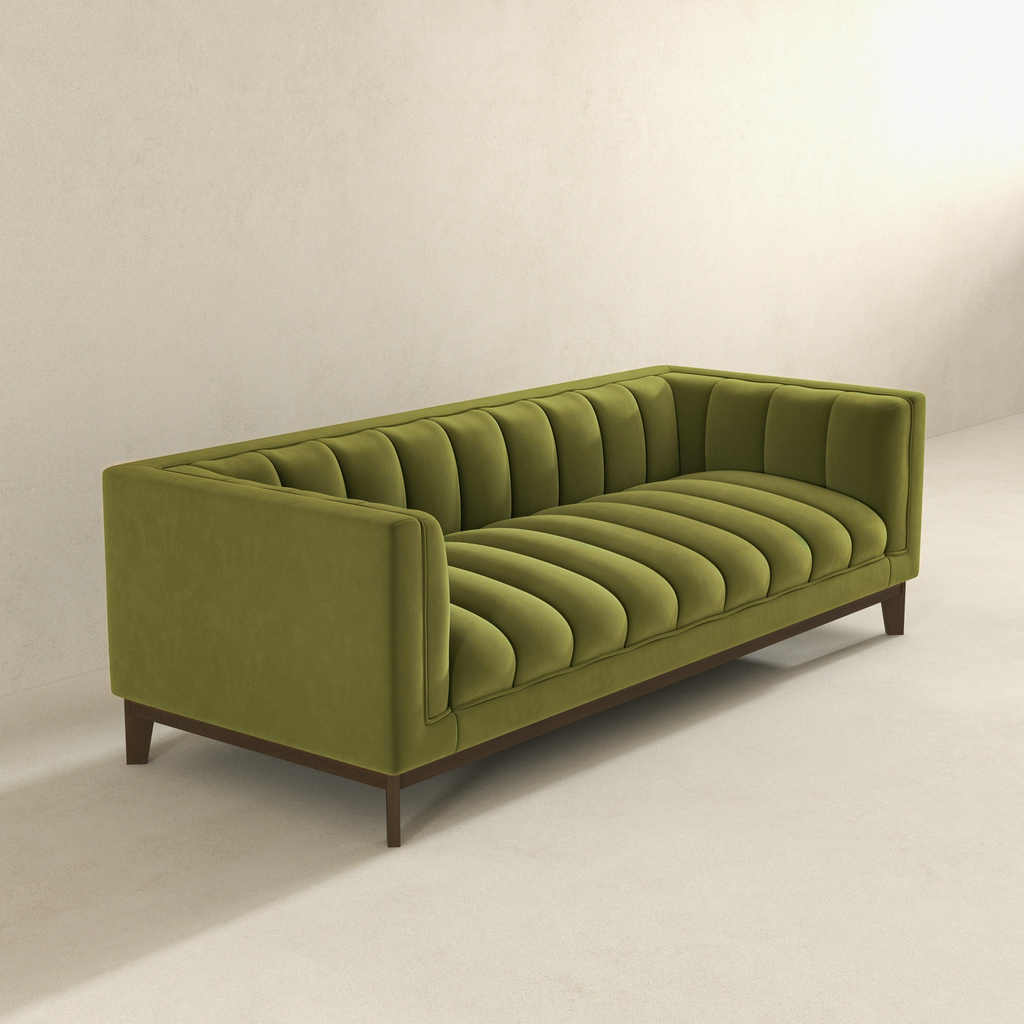 Melissa Mid-Century Green Velvet Modern Sofa