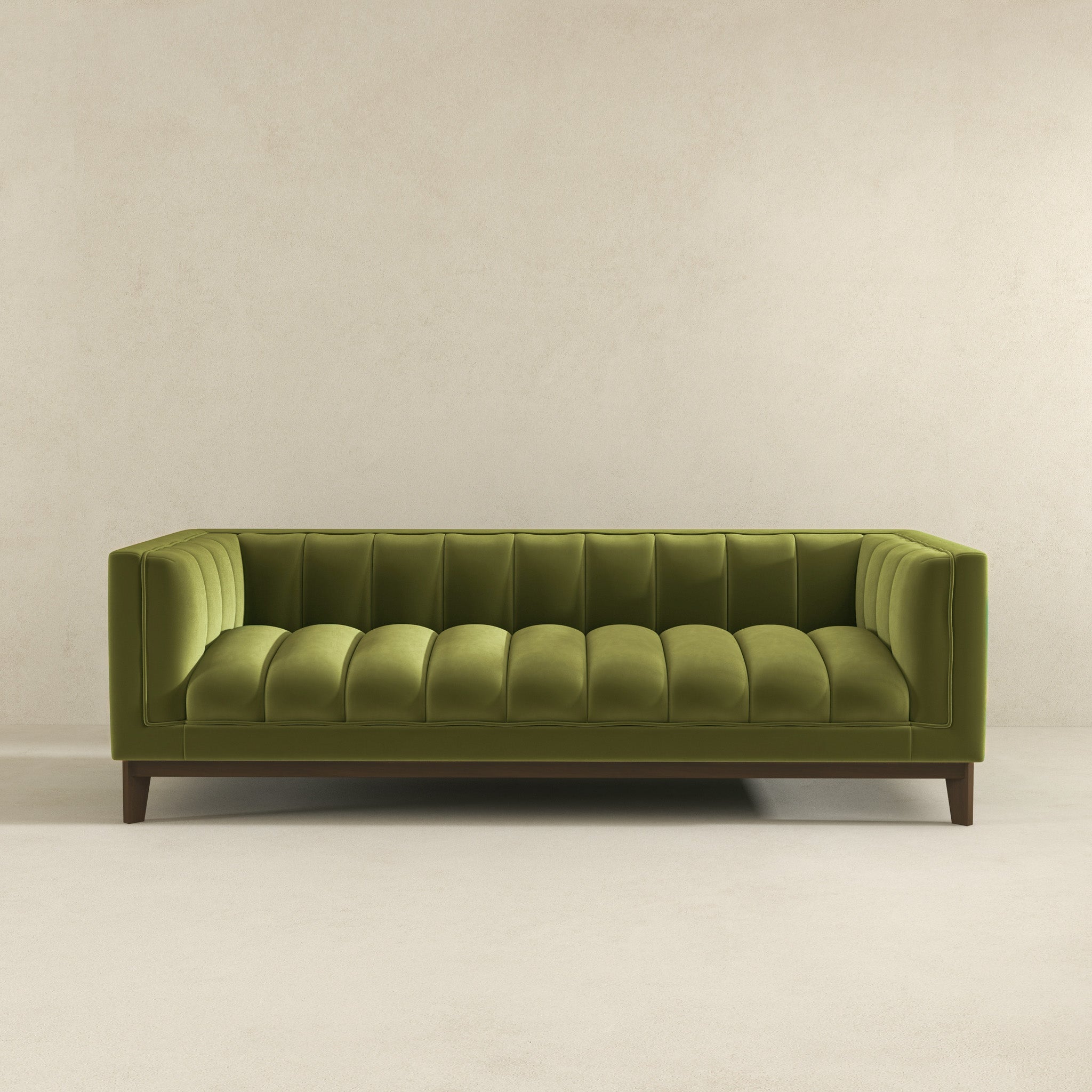 Melissa Mid-Century Green Velvet Modern Sofa