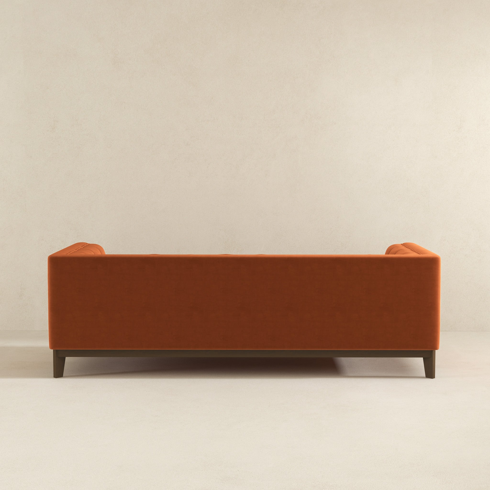 Melissa Mid-Century Orange Velvet Modern Sofa