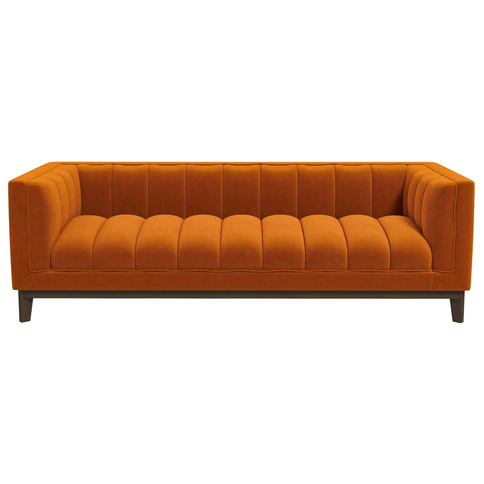 Melissa Mid-Century Orange Velvet Modern Sofa