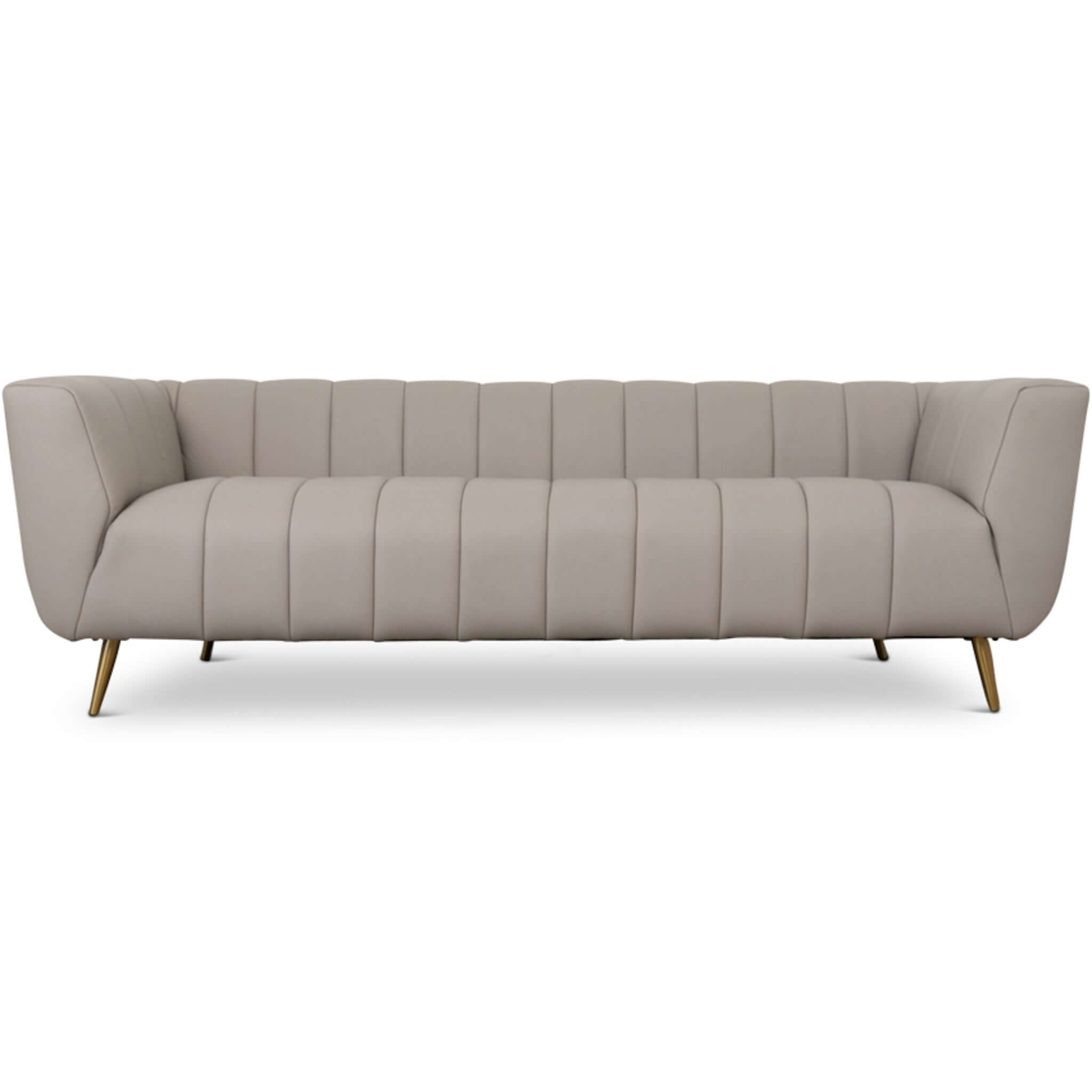 LaMattina Genuine Italian Grey Leather Channel Tufted Sofa