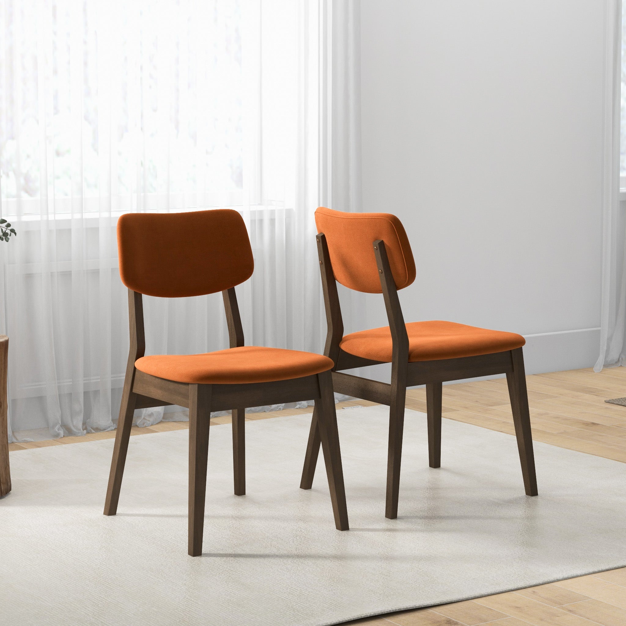 Carlos Burnt Orange Velvet Solid Back Side Chair (Set Of 2)