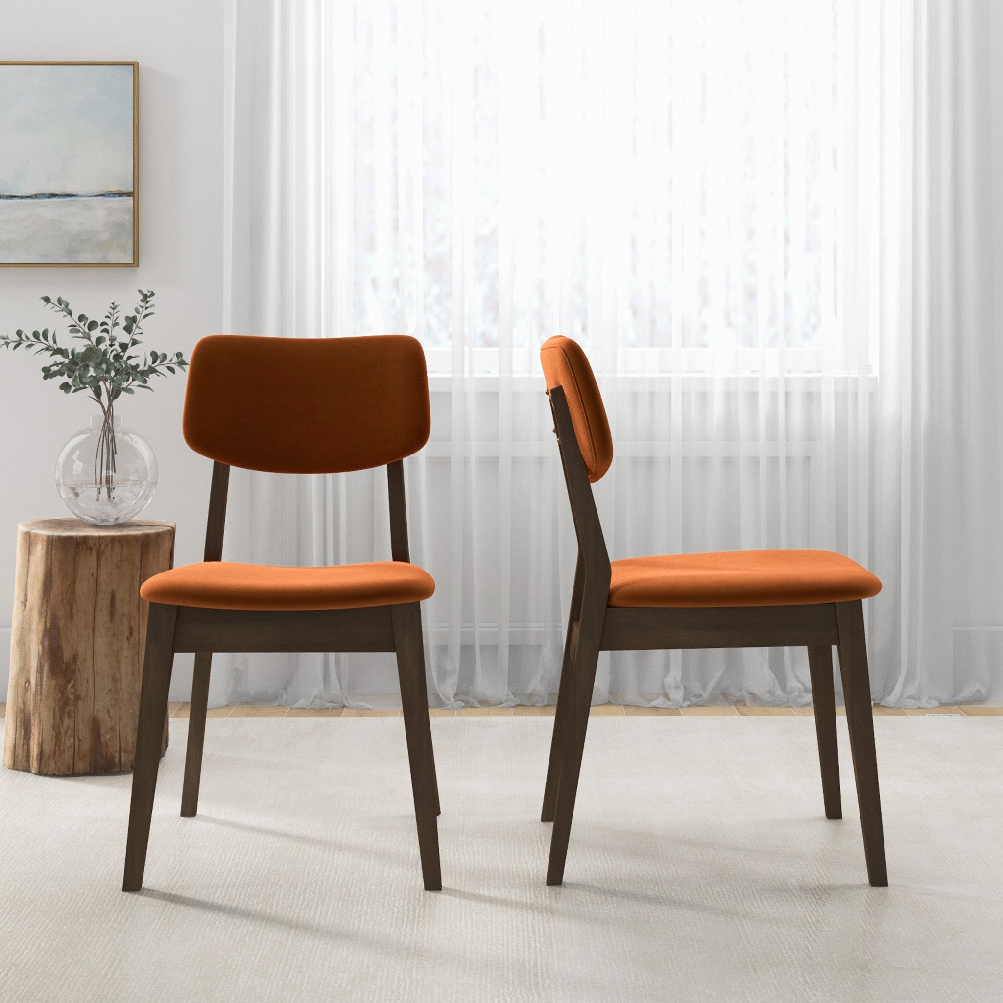 Carlos Burnt Orange Velvet Solid Back Side Chair (Set Of 2)