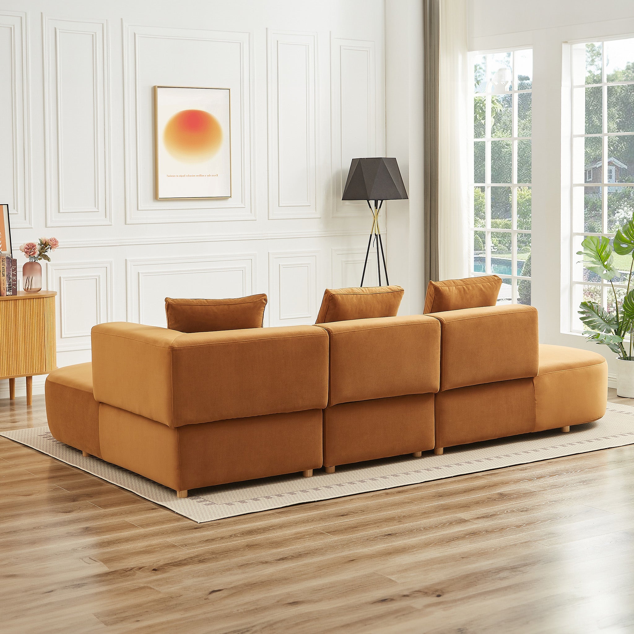 Orby  Velvet Sectional Sofa Right Facing