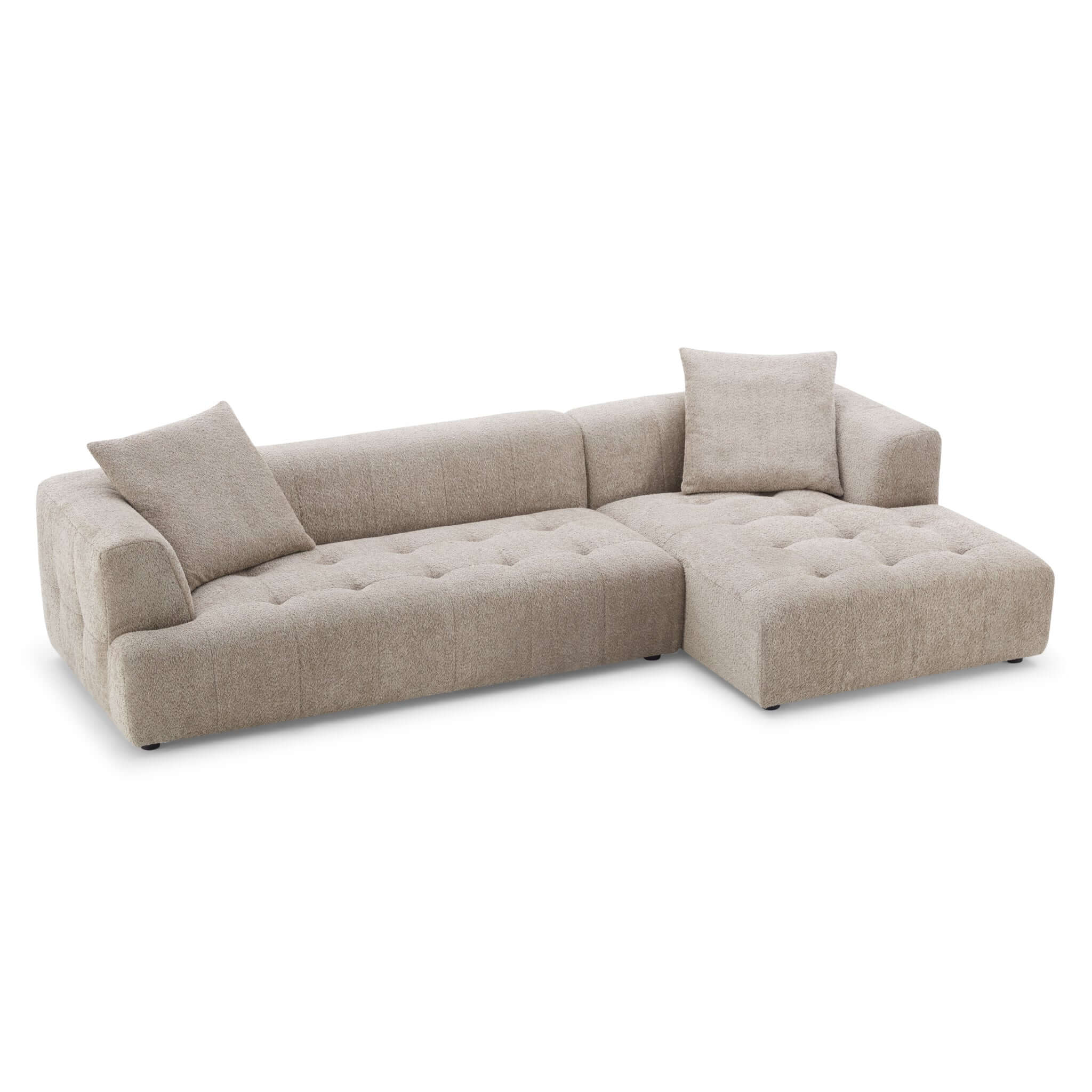 Kaynes Right Sectional Mocha Boucle Sofa