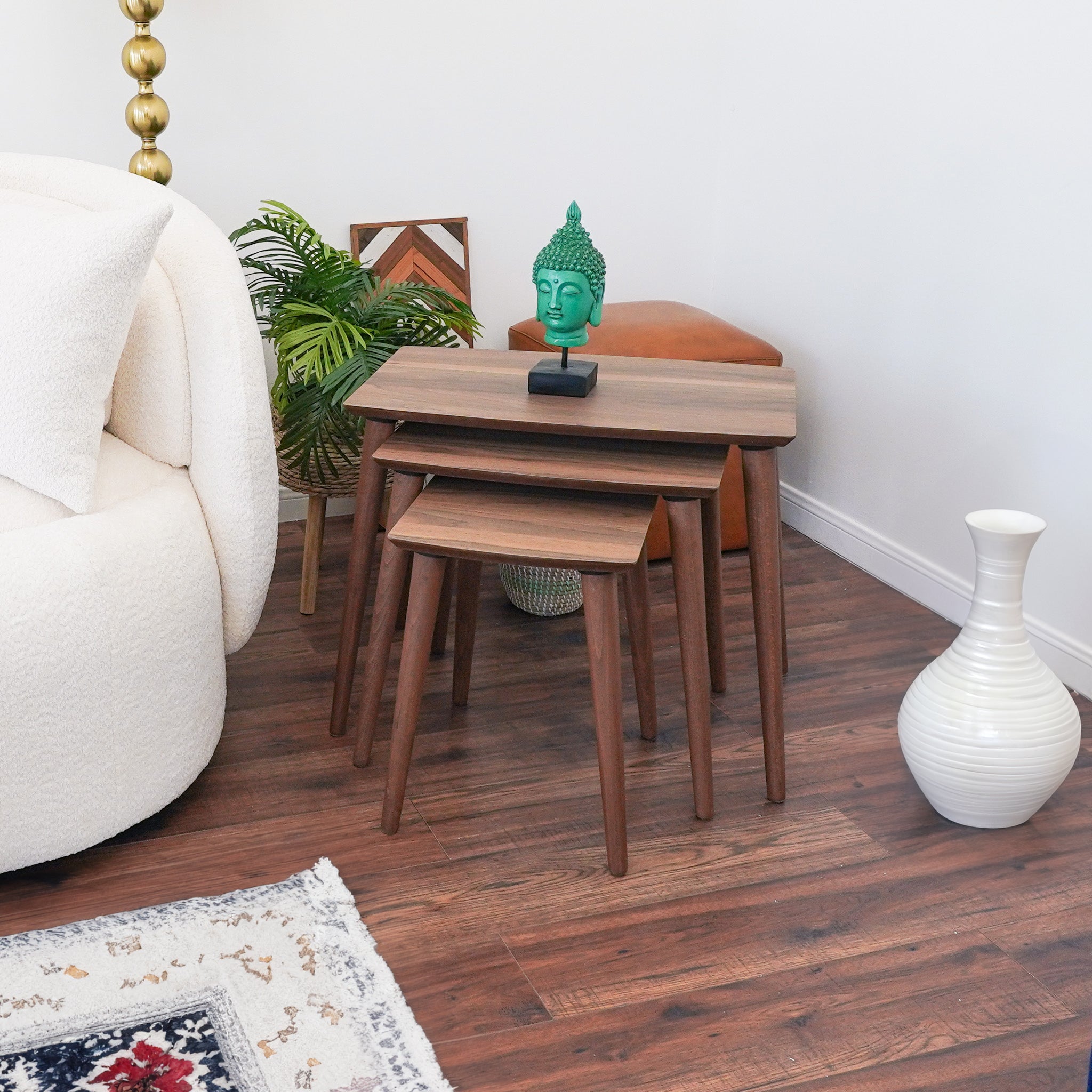 Ronald MDF Nesting Accent Tables In Walnut (Set Of 3)