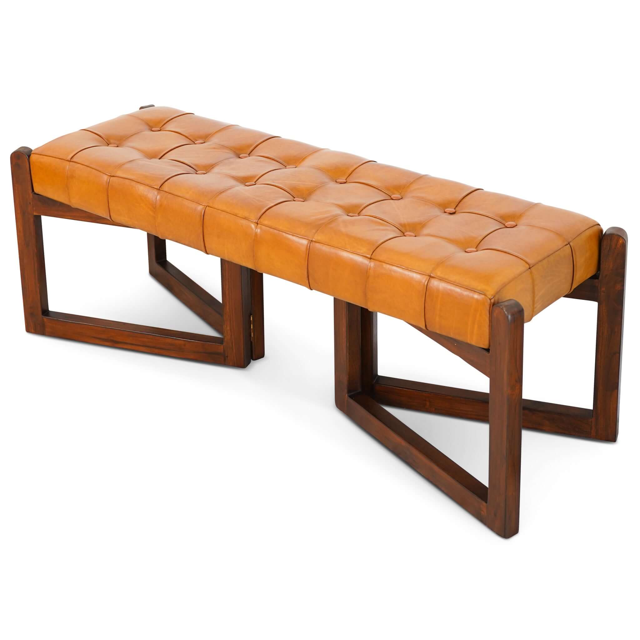 Riley Tan Leather Bench