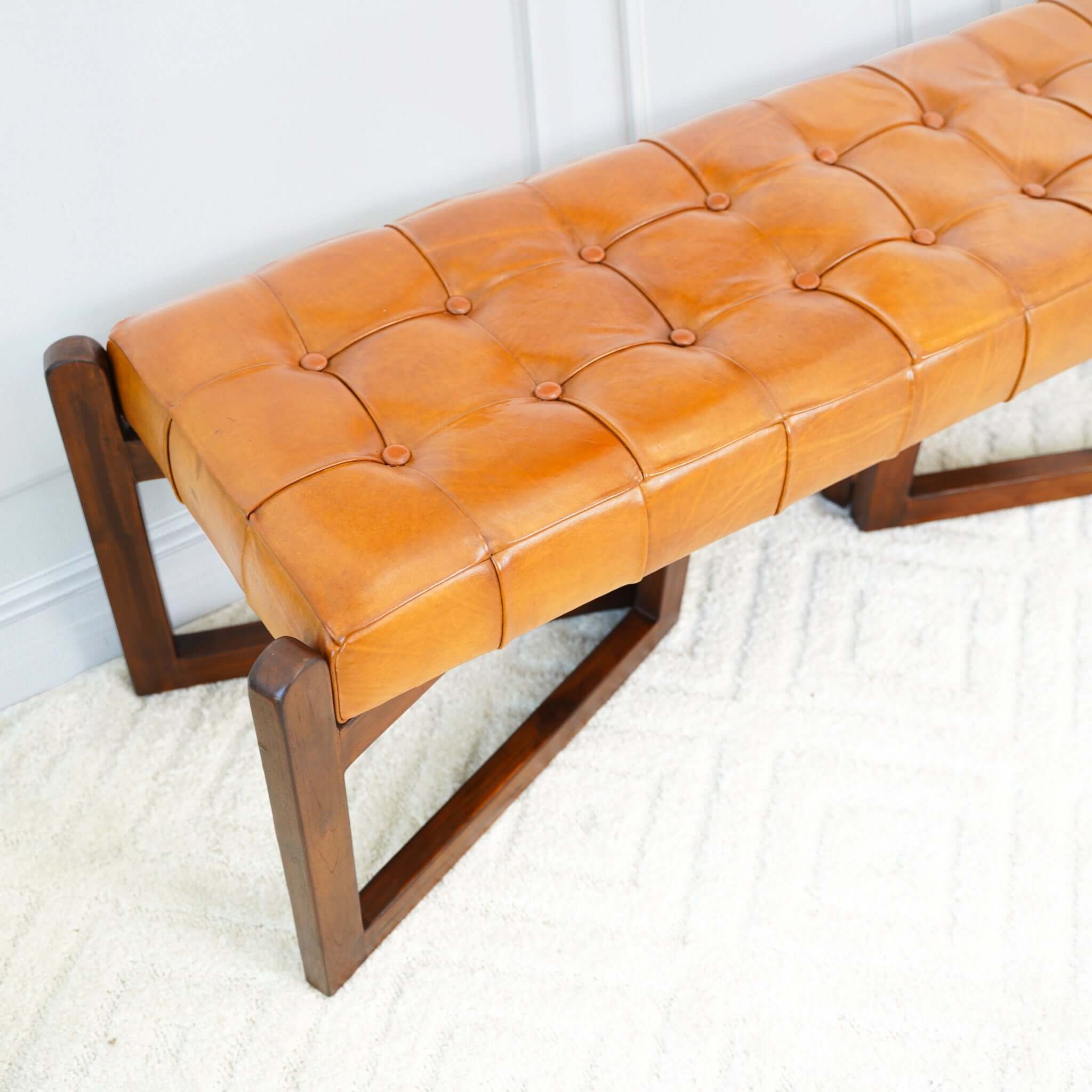 Riley Tan Leather Bench