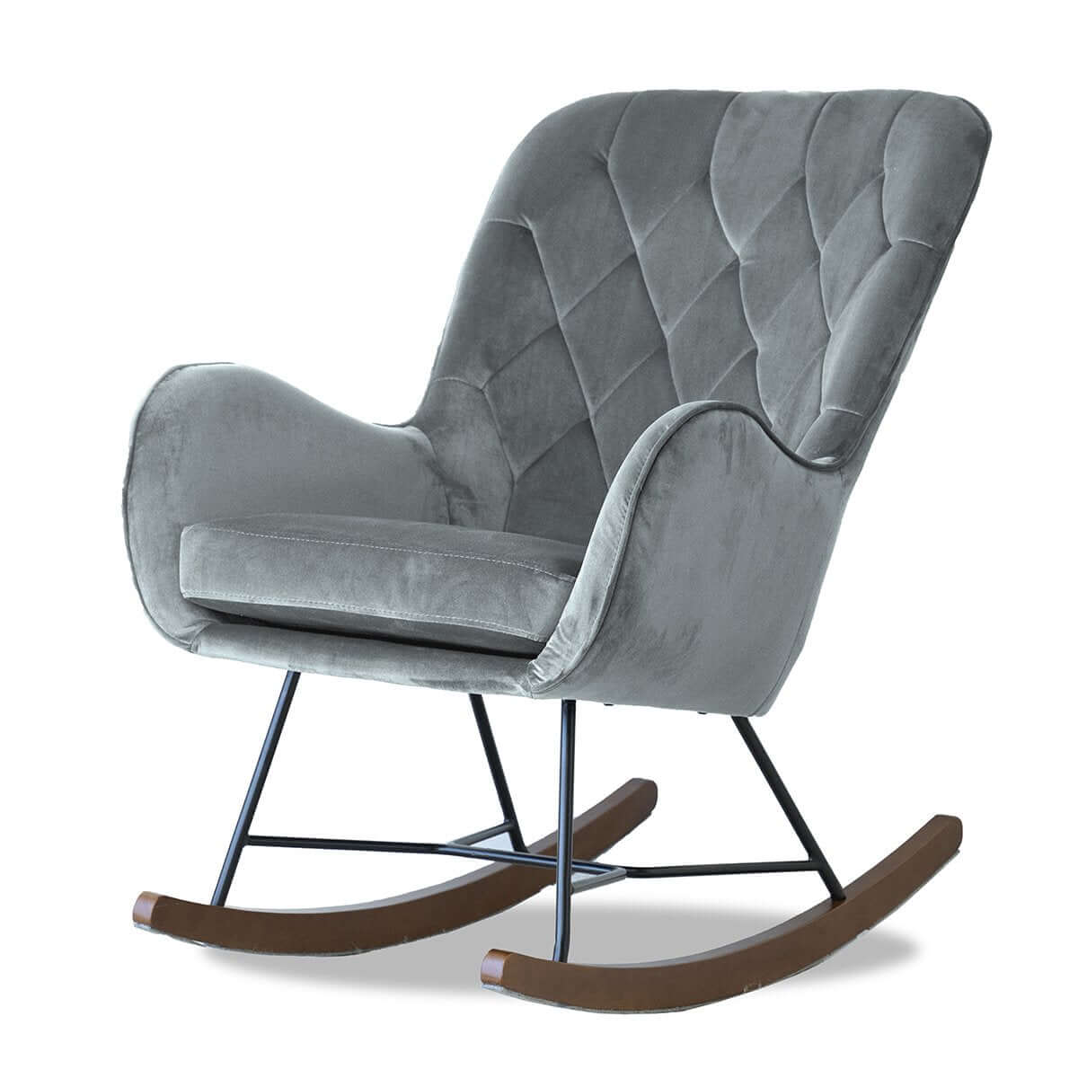 Hannah Mid Century Modern Rocking Chair In Dark Grey