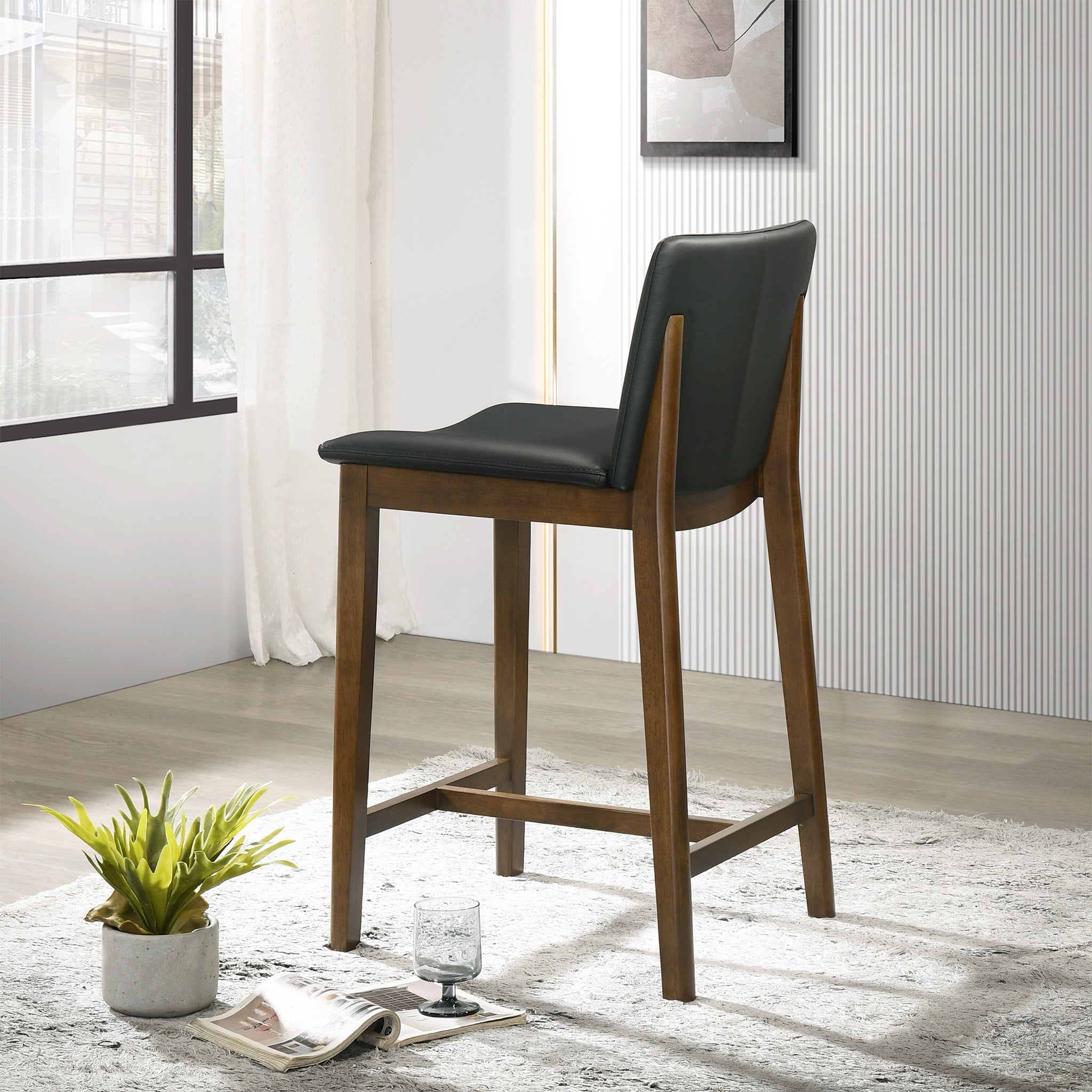 Shannon Counter Chair In Black Vegan Leather