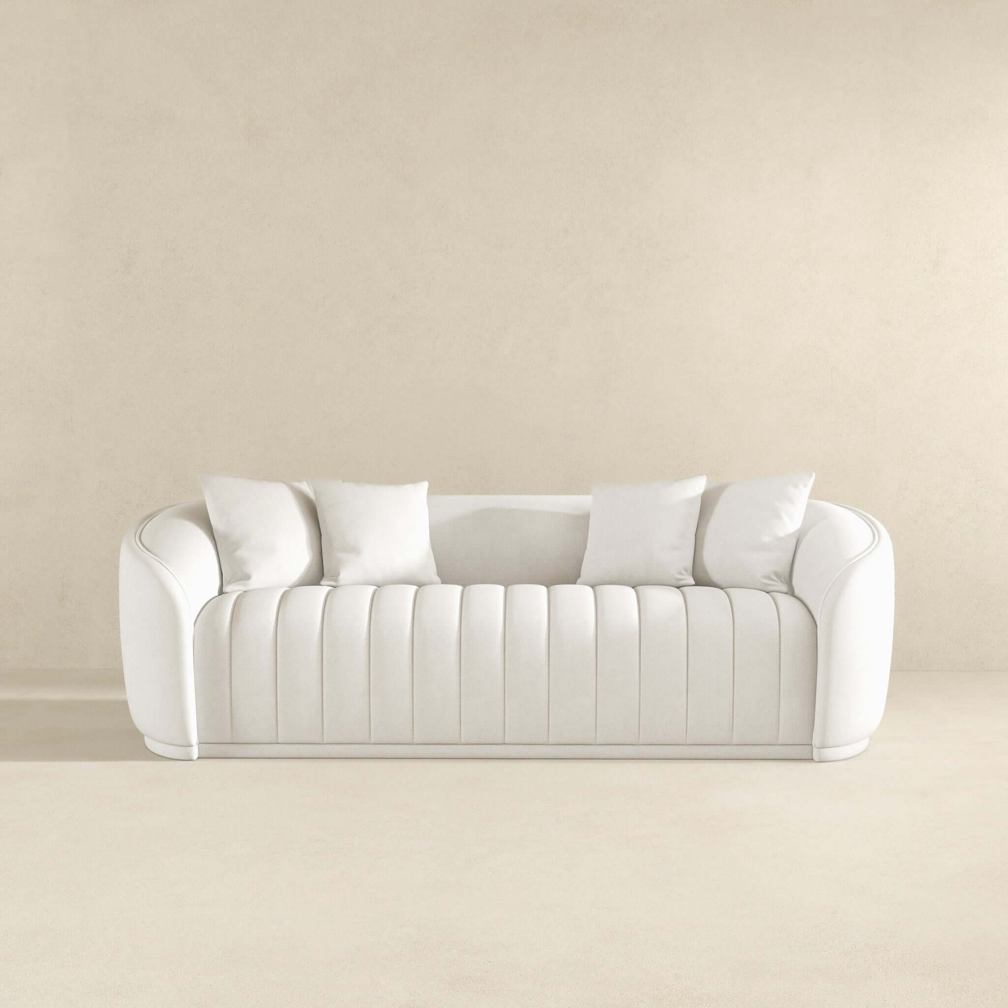 Markus Mid Century Modern Luxury Tight Back Boucle Couch In White