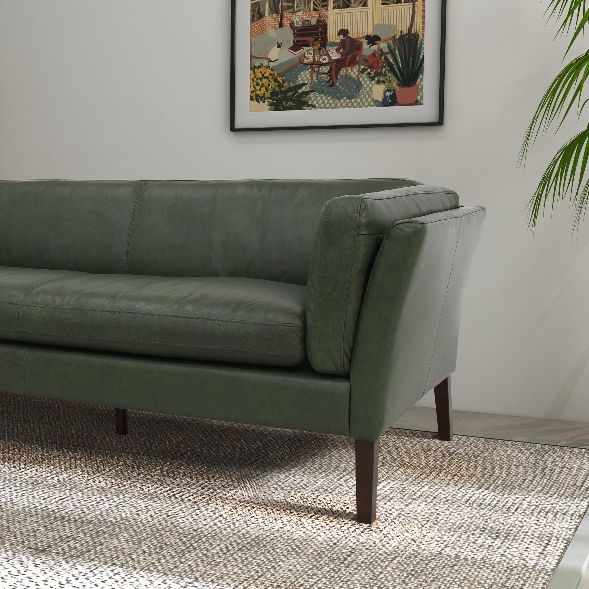 York Green Leather Sofa