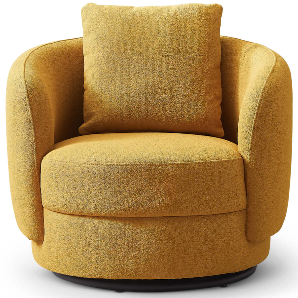 #Color_Yellow Dylan Boucle Lounge Chair in Yellow front view without background