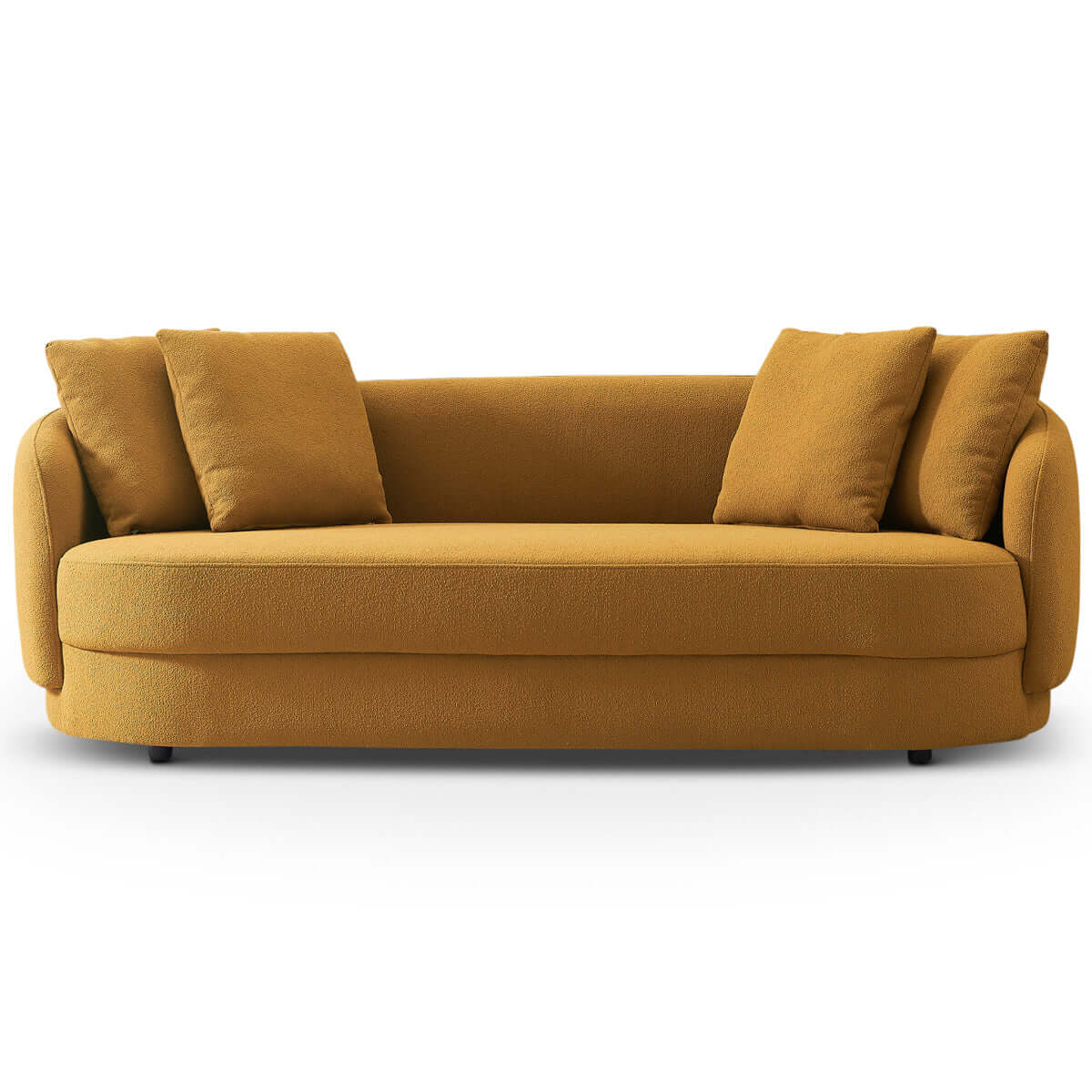 #Color_Yellow Dylan Modern French Boucle Sofa in Yellow front view without background