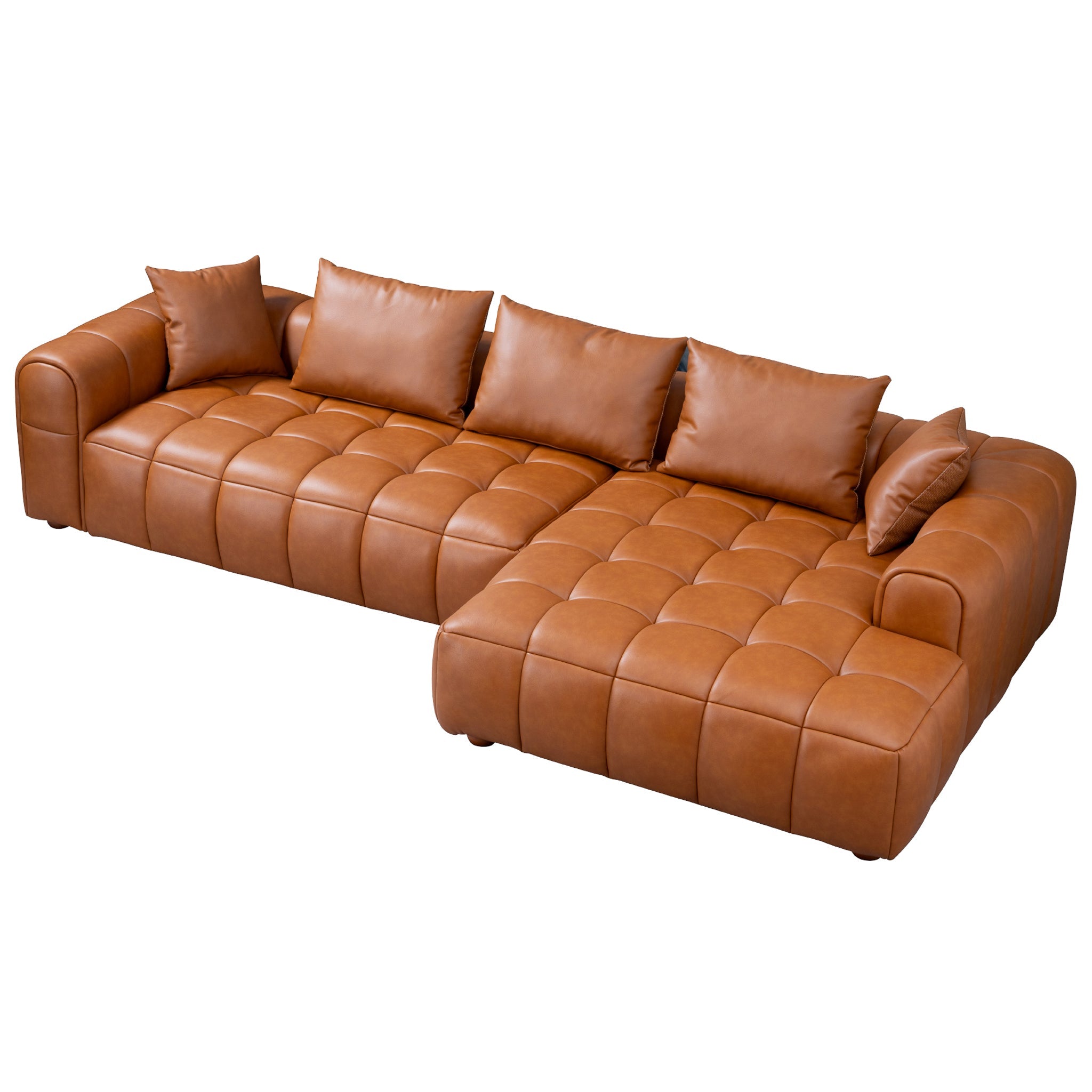 Clark Sectional Right Sofa  - Cognac Leather