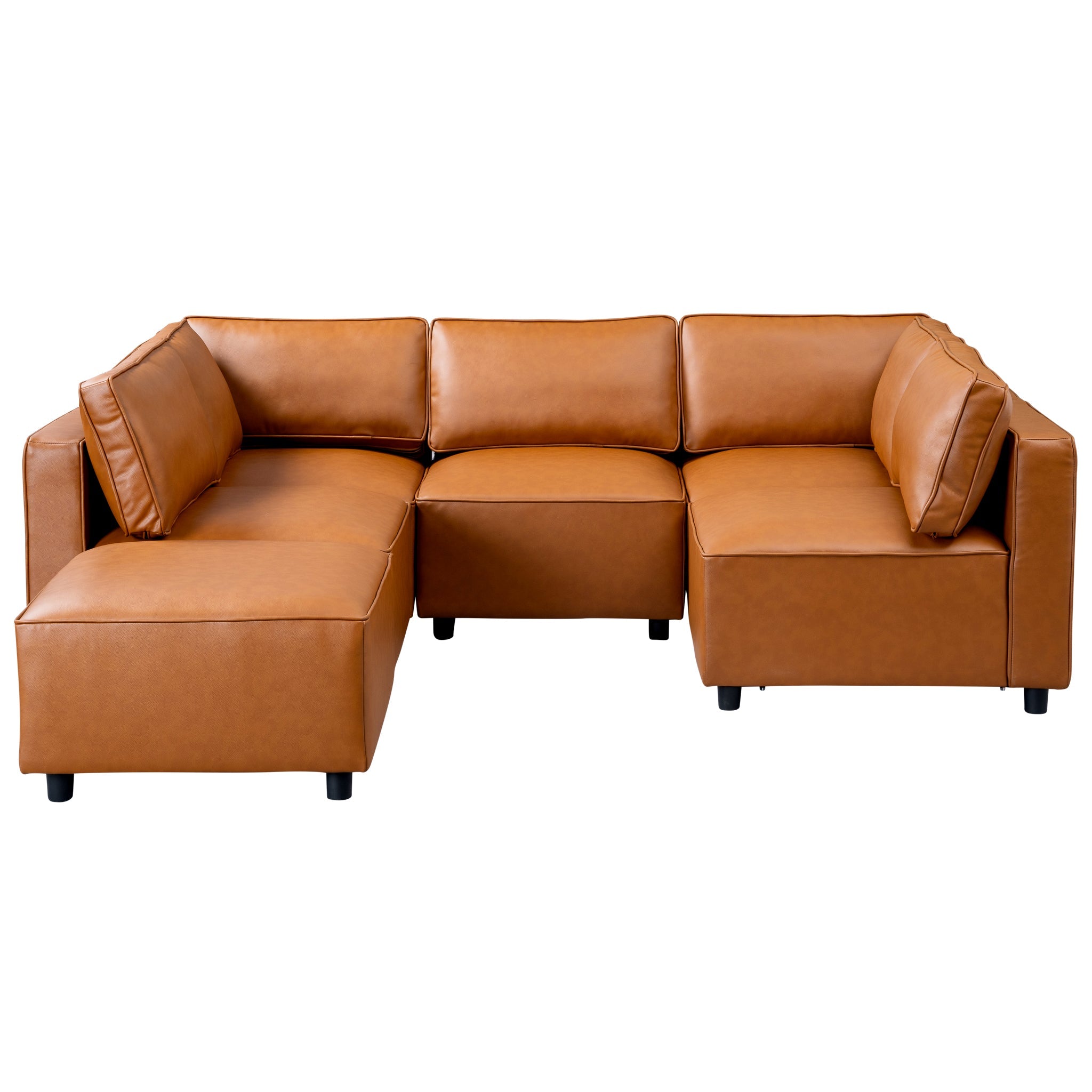 Reno Cognac Vegan Leather Modular Sofa